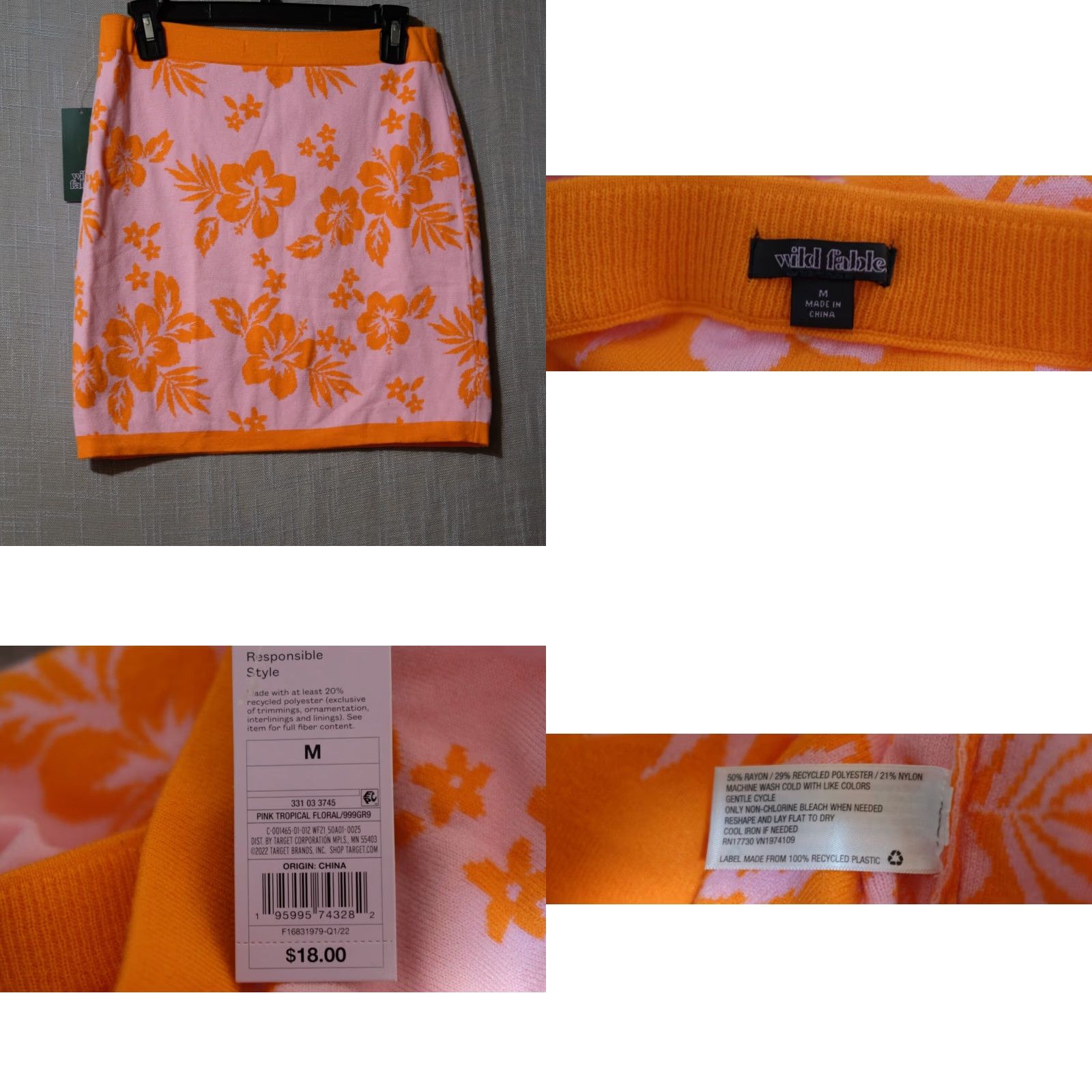 Vintage NWT! Wild Fable Knit Skirt and Tank Set Pink/Orange Size M Size 32" / US 10 / IT 46 - 8 Thumbnail