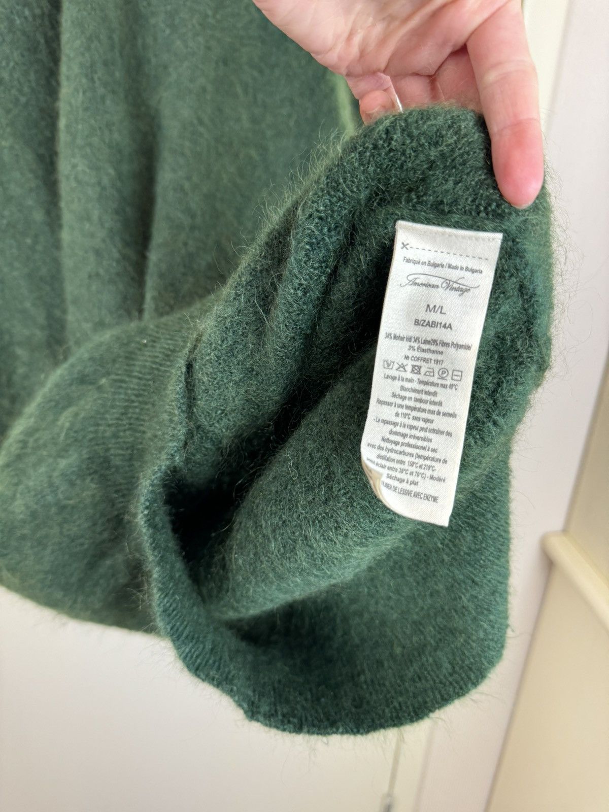 Sezane American vintage mohair wool green fluffy maxi dress sweater Size L / US 10 / IT 46 - 8 Thumbnail