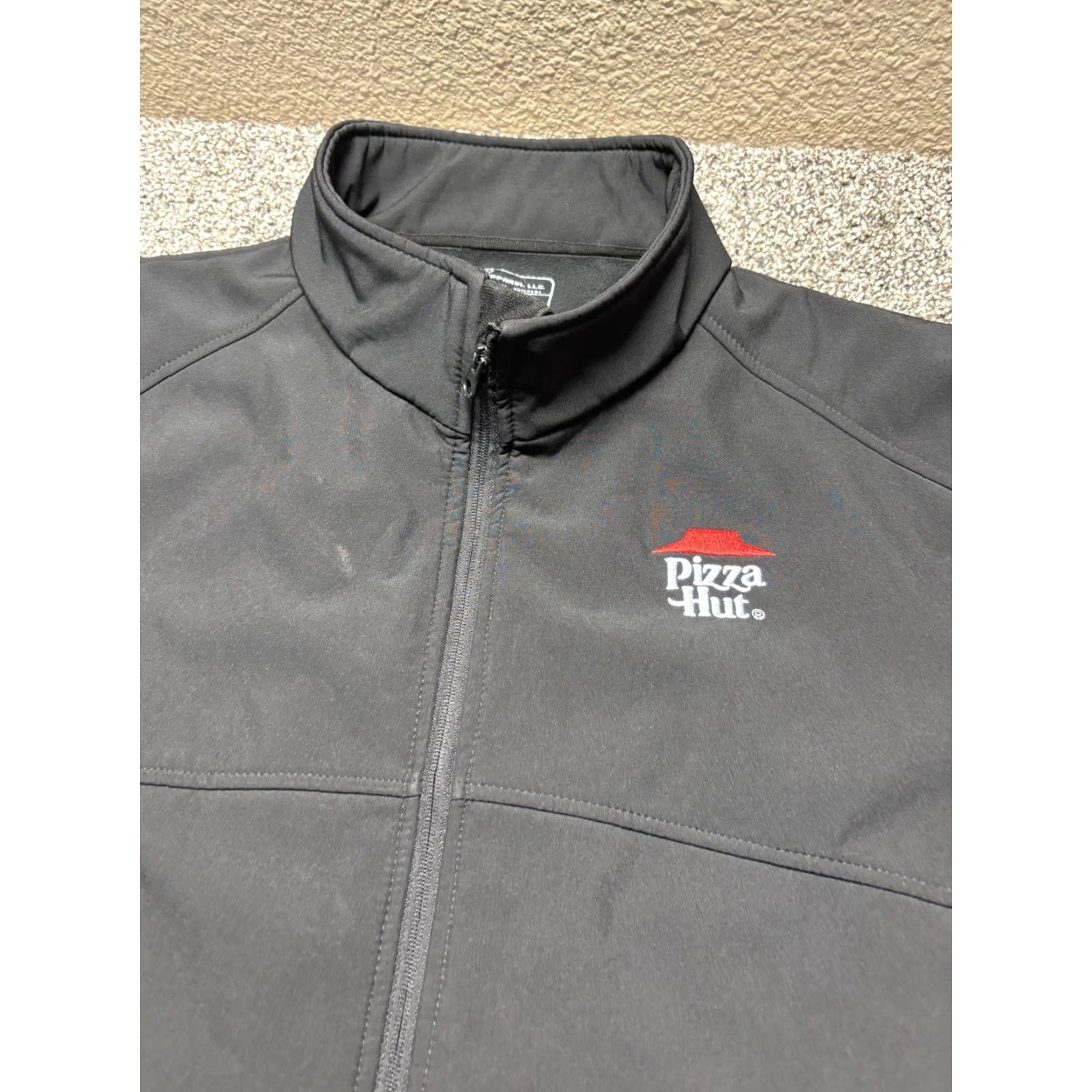 VINTAGE Pizza Hut Employee Jacket Mens 2X Black Workwear Full Zip Soft Shell IQ Apparel