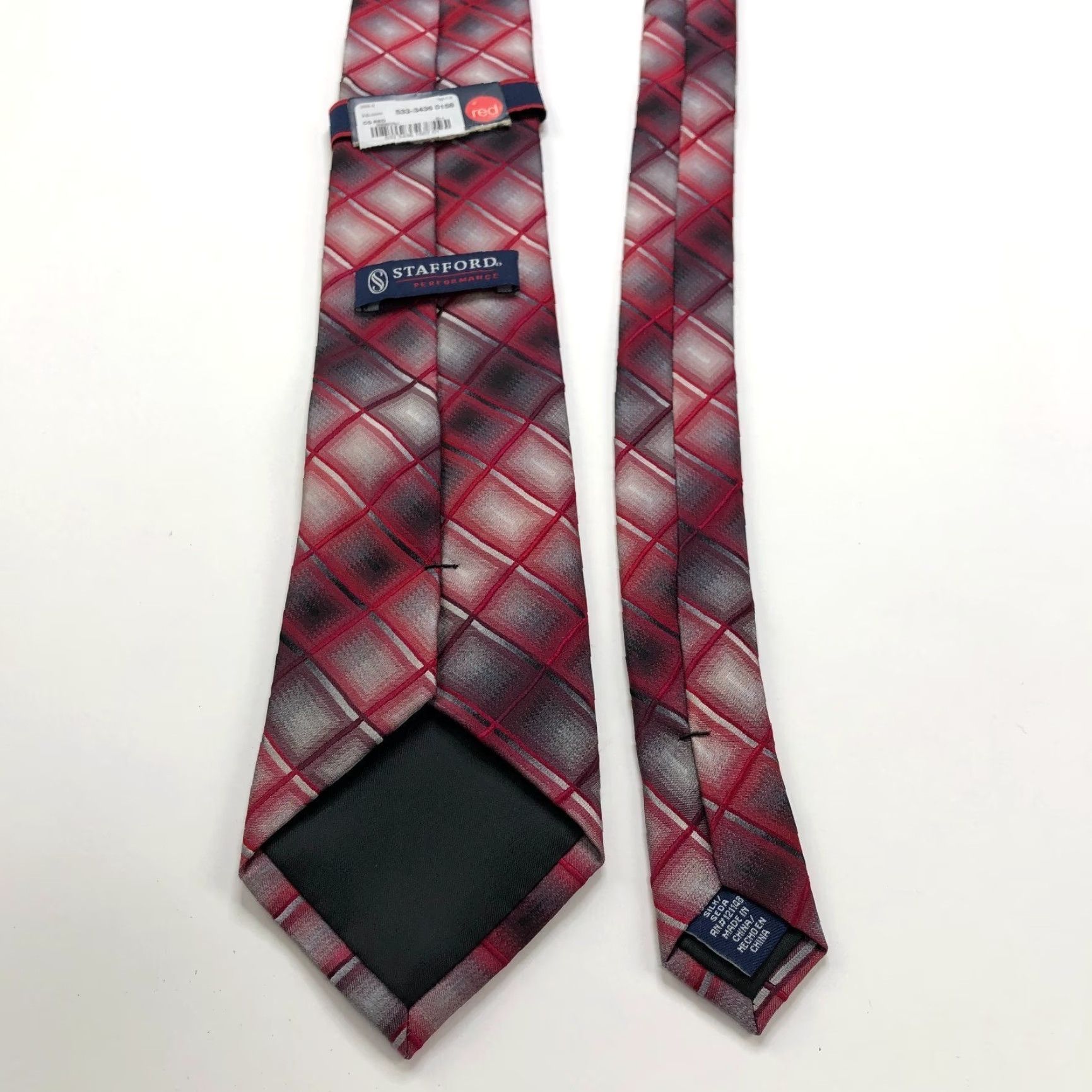 Stafford VINTAGE Stafford Performance 100% Silk Neck Tie Men’s Geometric 3.5" / 56 In Tie Mens Red Geometric Vintage 56 Inches 3.5 Inch Width Mens Size ONE SIZE - 5 Thumbnail