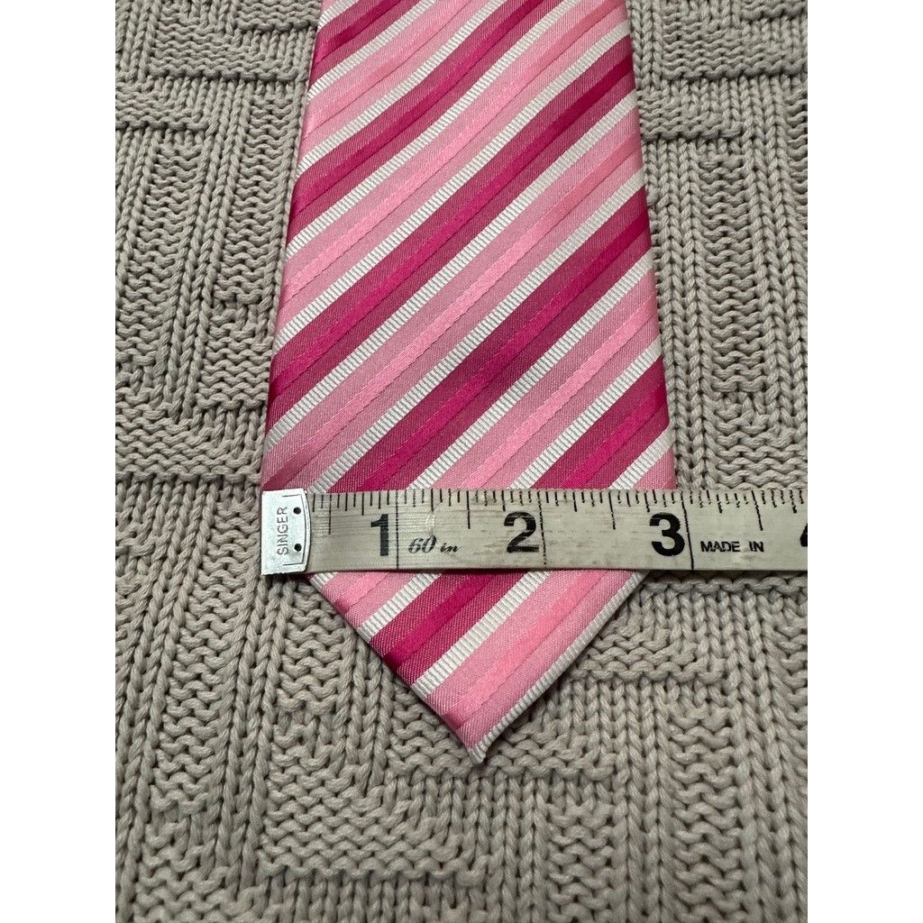 Other Uomo Venetto pink striped breast cancer awareness tie Size ONE SIZE - 5 Thumbnail