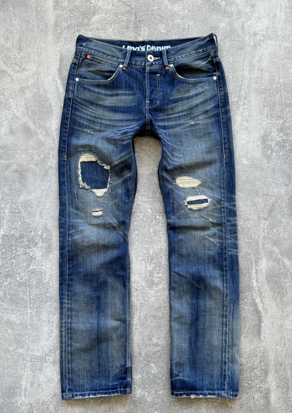 Levi's Vntage Levis 522 Evisu Styled Japan Distressed Denim Size US 31 - 2 Thumbnail
