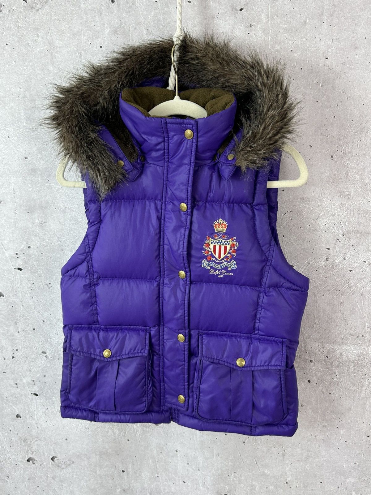 Ralph Lauren Vintage Polo Ralph Lauren Puffer Down Women’s Vest with Fur Size S / US 4 / IT 40 - 2 Thumbnail