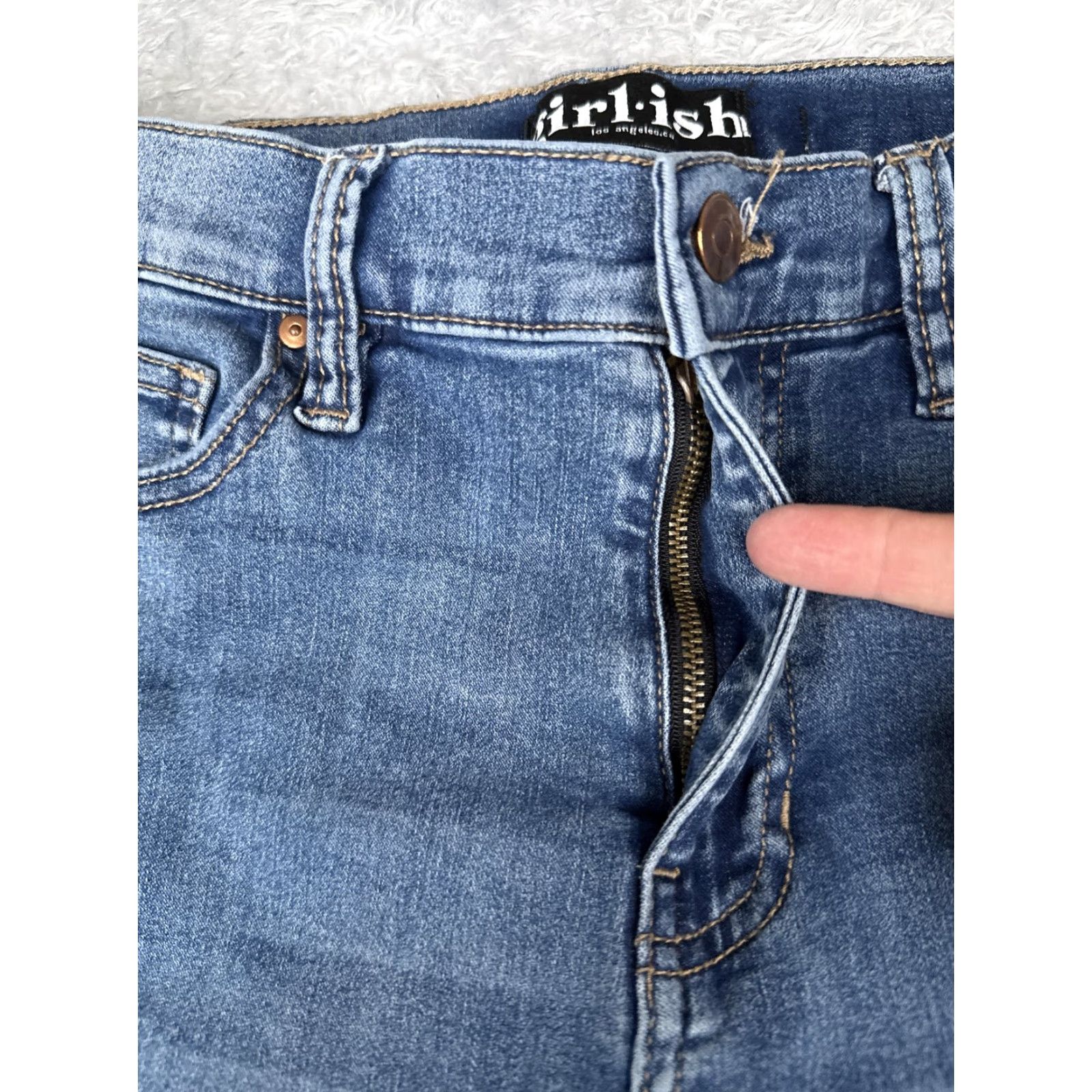 Vintage VINTAGE Girlish Jeans Womens 7 28 Blue High Rise Flare Stretch Denim Medium Wash Boho Jeans Womens Bohemian 90s Womens Mens? Size 28" / US 6 / IT 42 - 5 Thumbnail