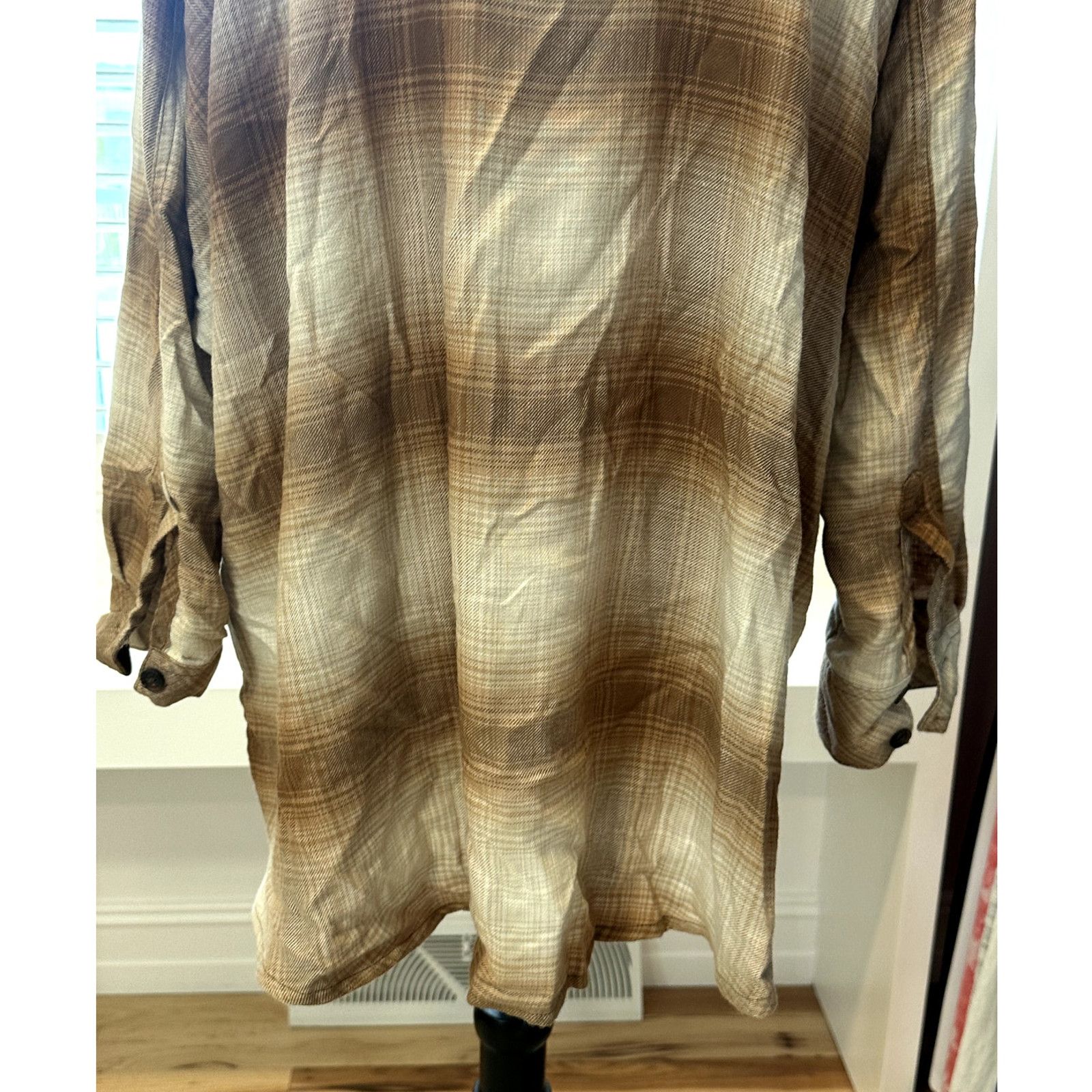 Bdg BDG Urban Outfitters Plaid High Low Button Up Brown Cream S Size S / US 4 / IT 40 - 7 Thumbnail
