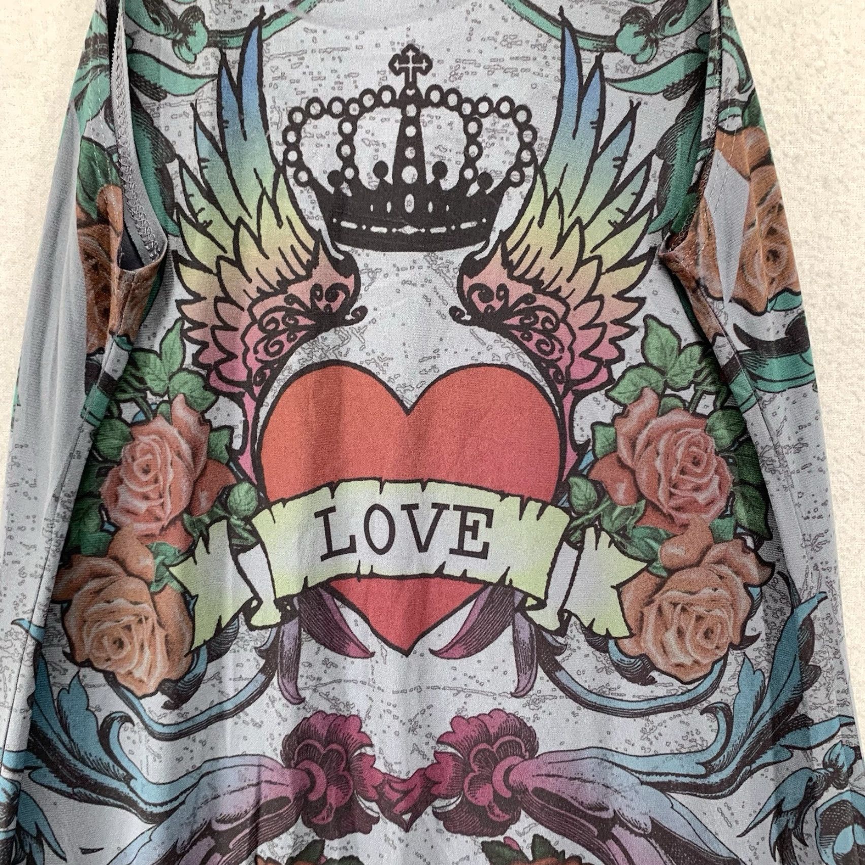 Vintage Vintage 90s y2k Tank Top Small Bling Red Heart Love Queen Grown Roses Soft Size S / US 4 / IT 40 - 4 Thumbnail