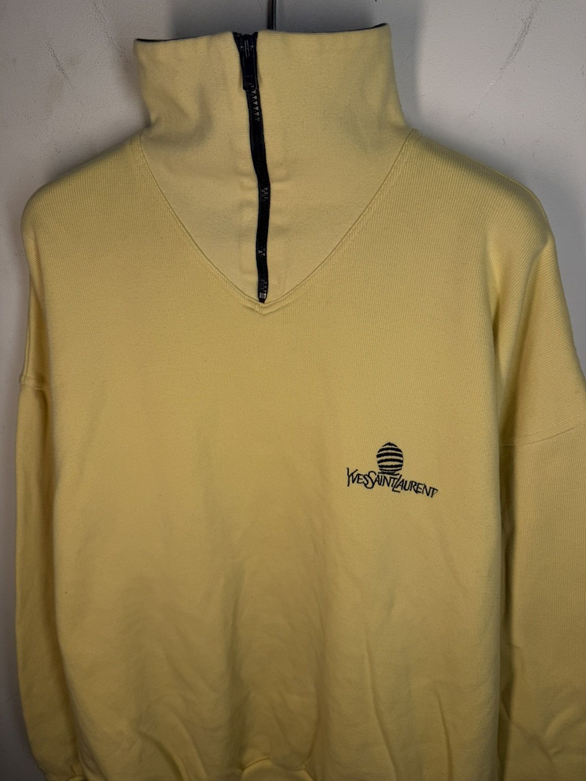 90s Yellow YSL Sweatshirt 1/4 Quarter Zip Vintage Old Money