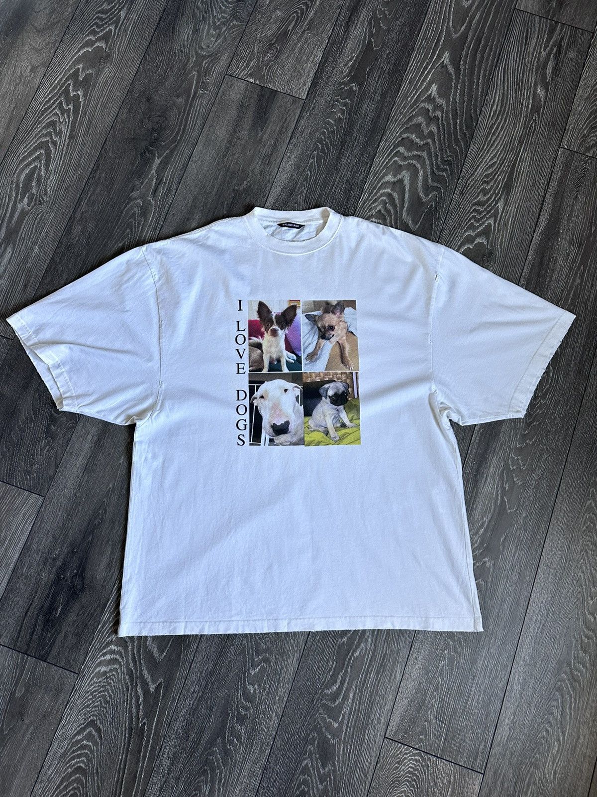 balenciaga I love dogs oversized distressed tshirt