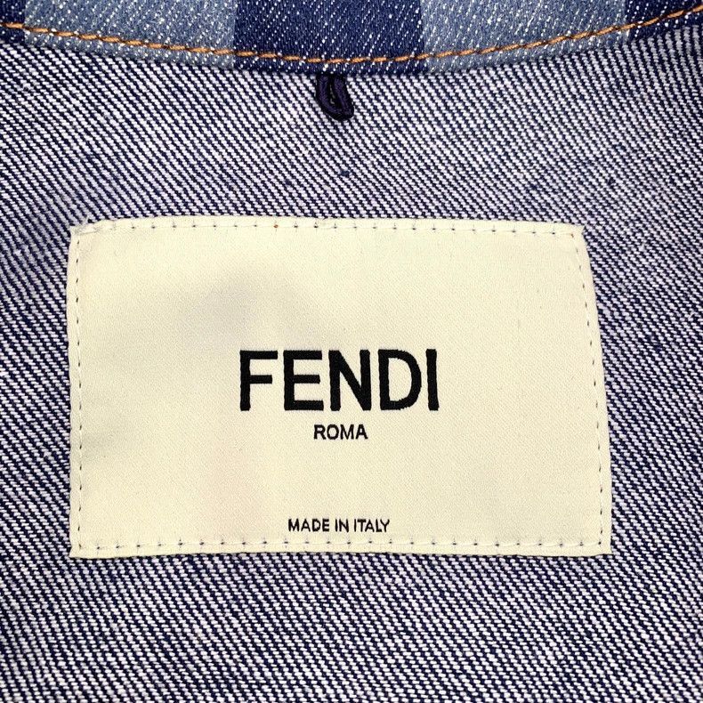 Fendi Fendi Blue Logo Stripe Denim Jacket Size US M / EU 48-50 / 2 - 7 Thumbnail