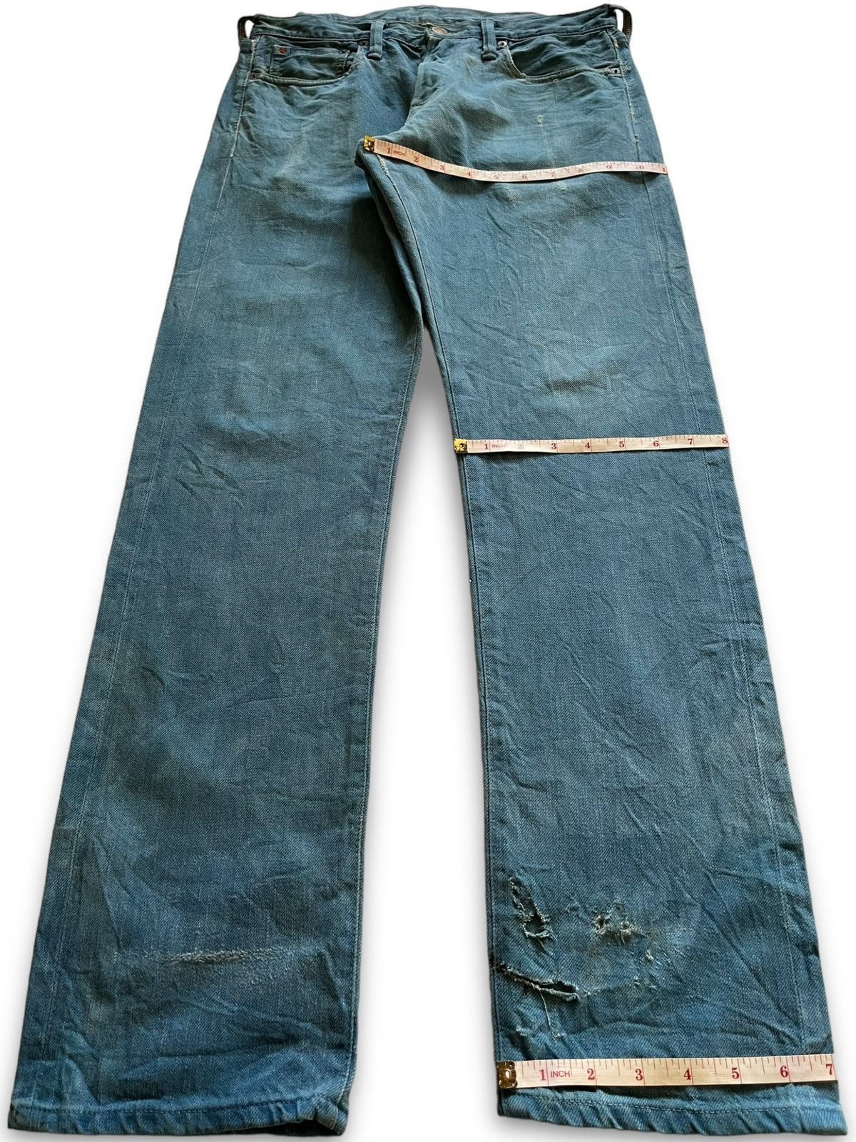 45rpm × Japanese Brand Vintage 45Rpm Selvedge Light Blue Sky Distressed Jeans Size US 30 / EU 46 - 15 Thumbnail