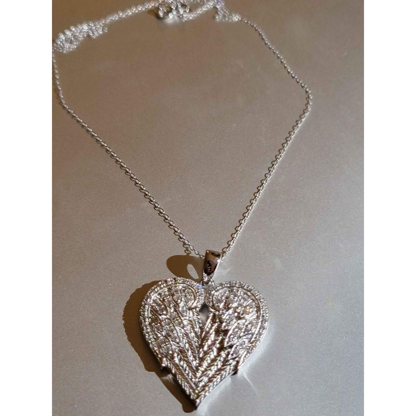 NBDN Nobrandedon PAJ Sterling Silver 925 Cubic Zirconia Winged Heart Necklace Size ONE SIZE - 3 Thumbnail