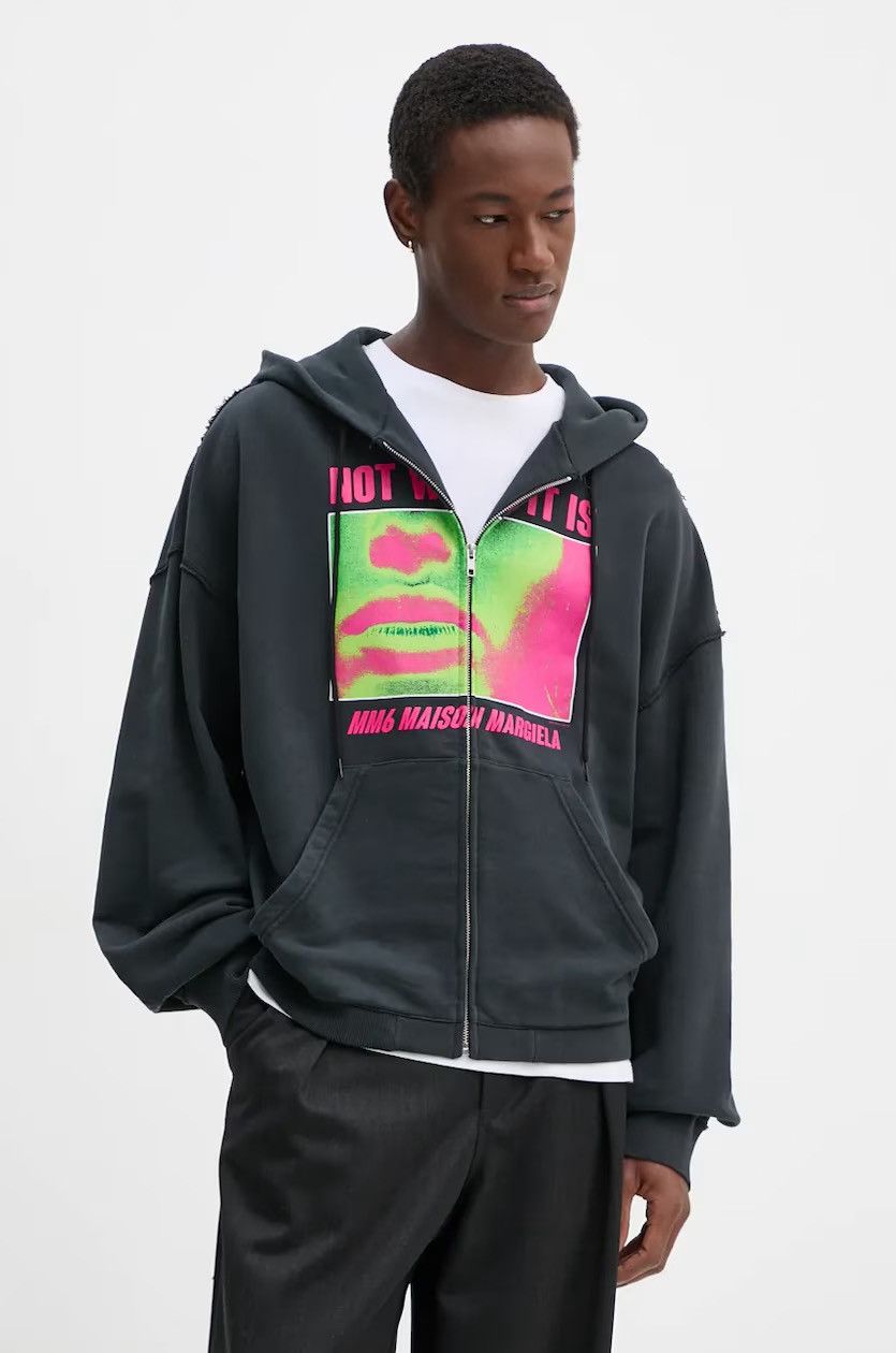 Maison Margiela Maison Margiela MM6 Not What It Is Zip Up Hoodie Black AW24 Size US L / EU 52-54 / 3 - 12 Thumbnail