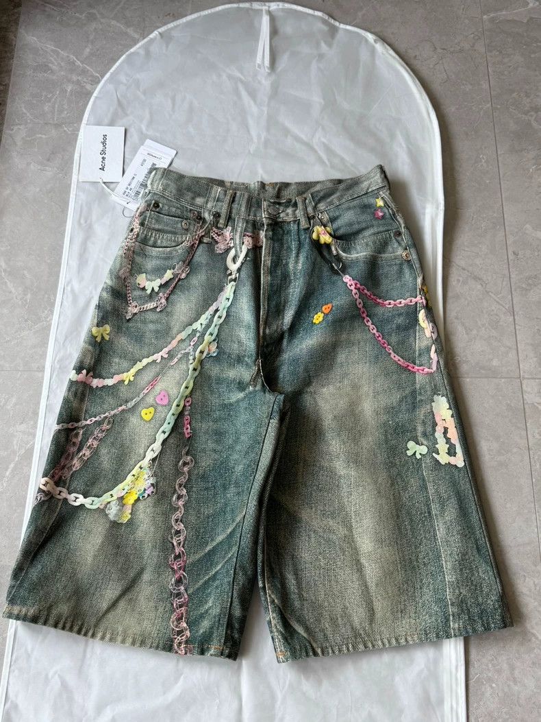 Acne Studios acne studios Chain 3d printed vintage made old wide-leg jea Size US 30 / EU 46 - 1 Thumbnail