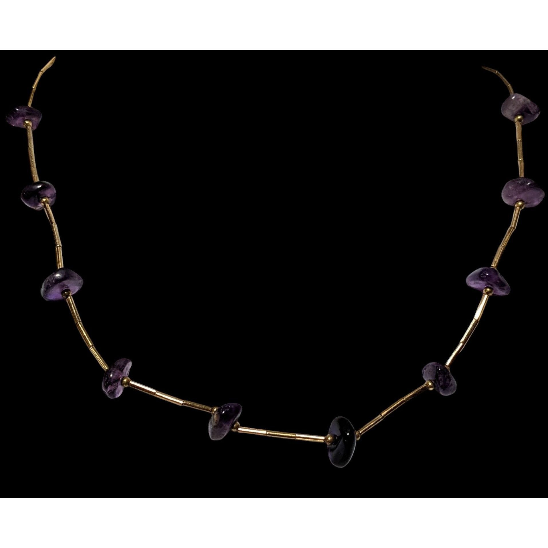 Other Elegant Amethyst Chip Gold Tube Beaded Necklace Size ONE SIZE - 2 Thumbnail