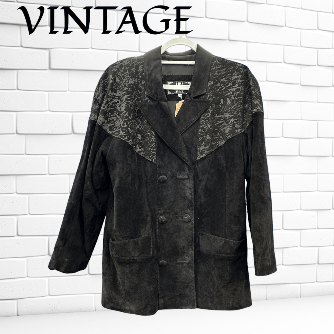 Vintage Vintage Retro 80s/90s Black Suede Bat Long Jacket Size M / US 6-8 / IT 42-44 - 1 Thumbnail