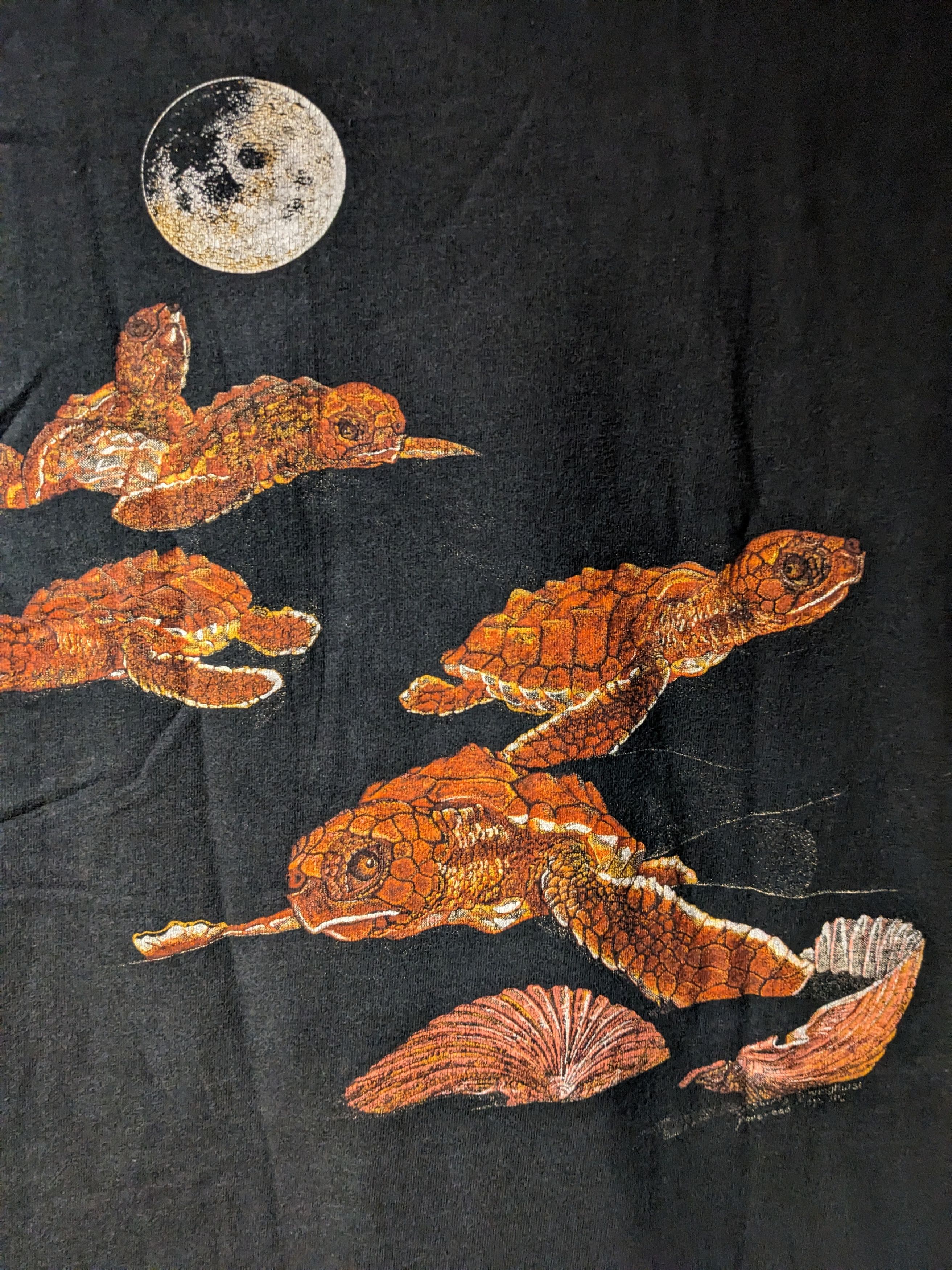 Vintage Vintage Y2K Sea Turtles Dig the Dark Animal Moon T-Shirt Size US L / EU 52-54 / 3 - 2 Thumbnail
