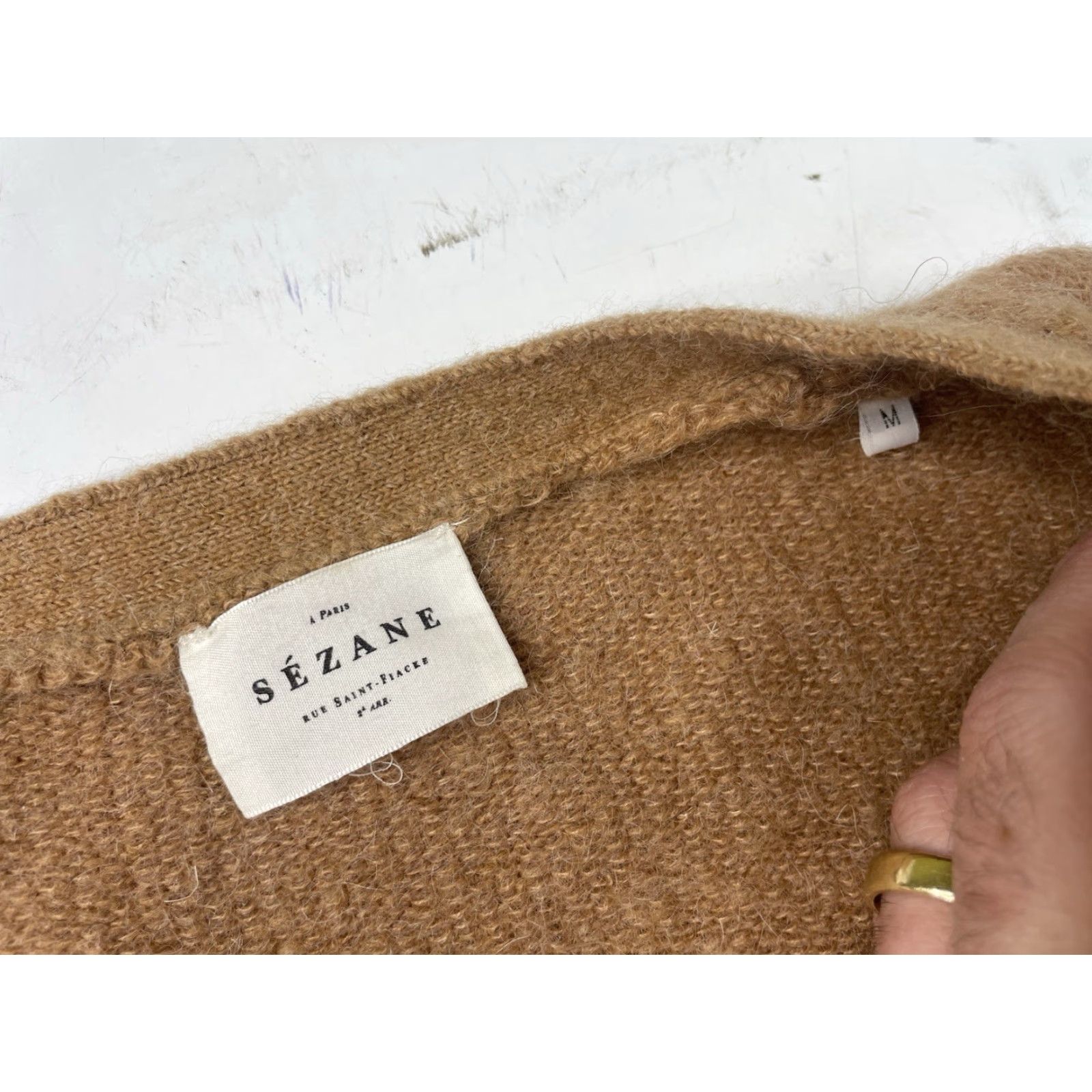 Vintage Sezane Cardigan Mia Sweater Mohair Wool Stretch Knit V-Neck Women’s M Brown Knit Cardigan Sweater Women Size M / US 6-8 / IT 42-44 - 2 Thumbnail
