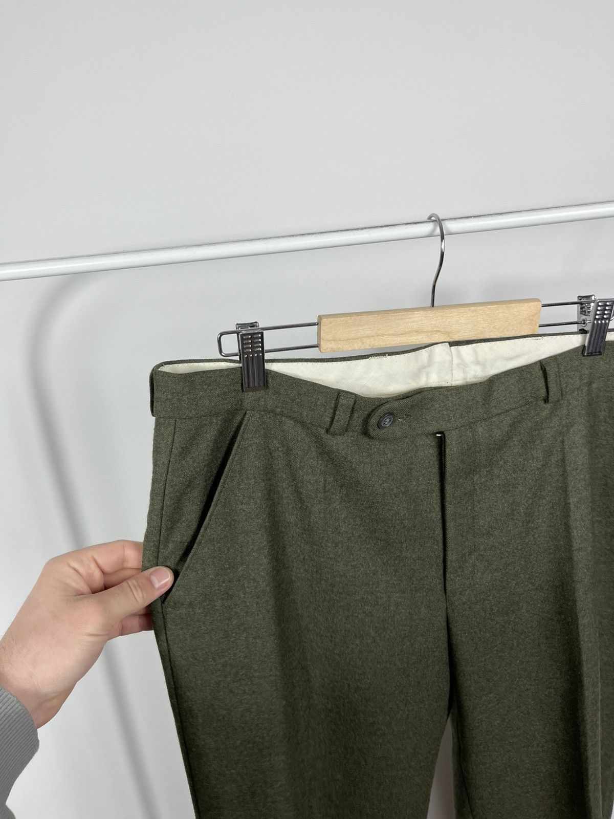 Other Vintage Alfredo Torres Wool Trousers Olive Green Dress Pants Size US 36 / EU 52 - 4 Thumbnail