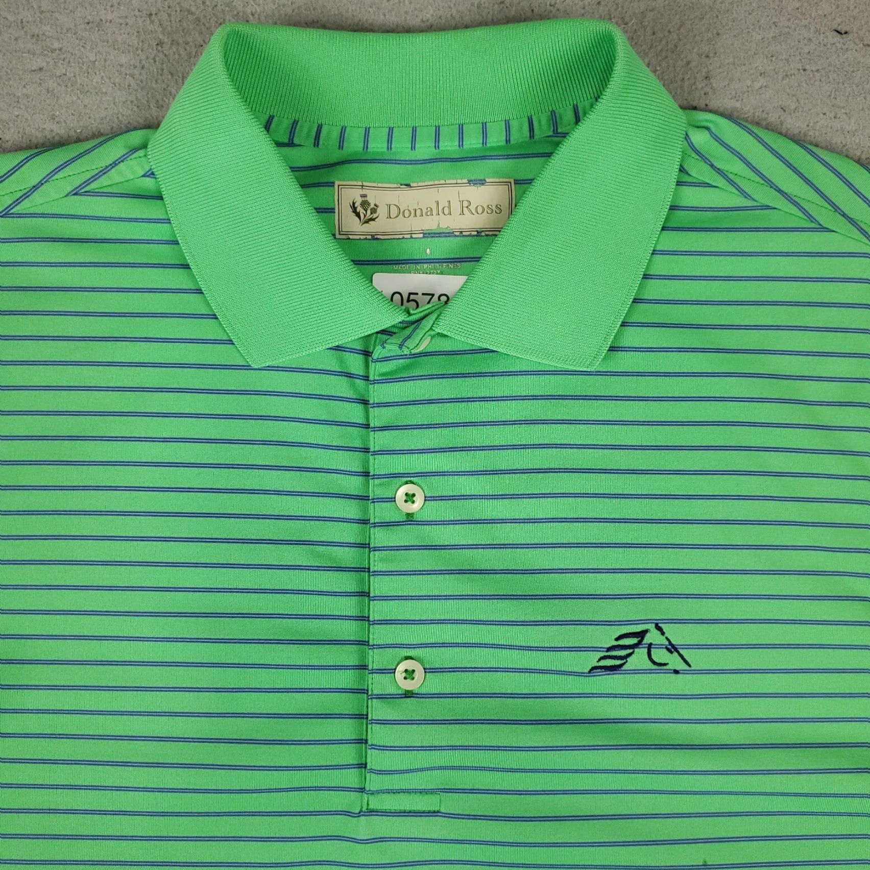 Vintage Donald Ross Polo Shirt Mens Size Medium Green Striped Casual Golf Short Sleeve * Size US M / EU 48-50 / 2 - 2 Thumbnail