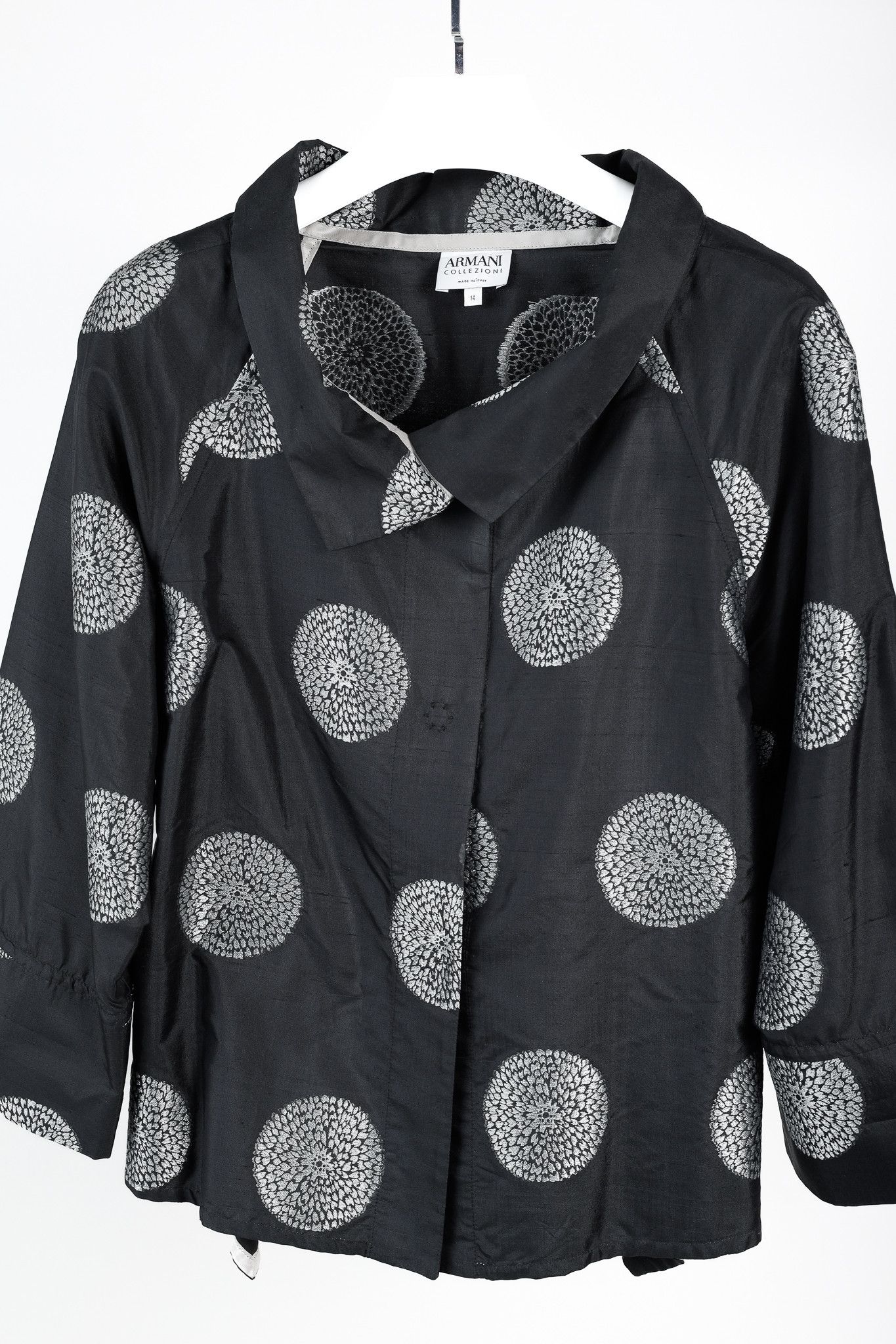 Armani Collezioni Armani Collezioni Black Shantung Mandala-Jacquard Jacket Size L / US 10 / IT 46 - 3 Thumbnail