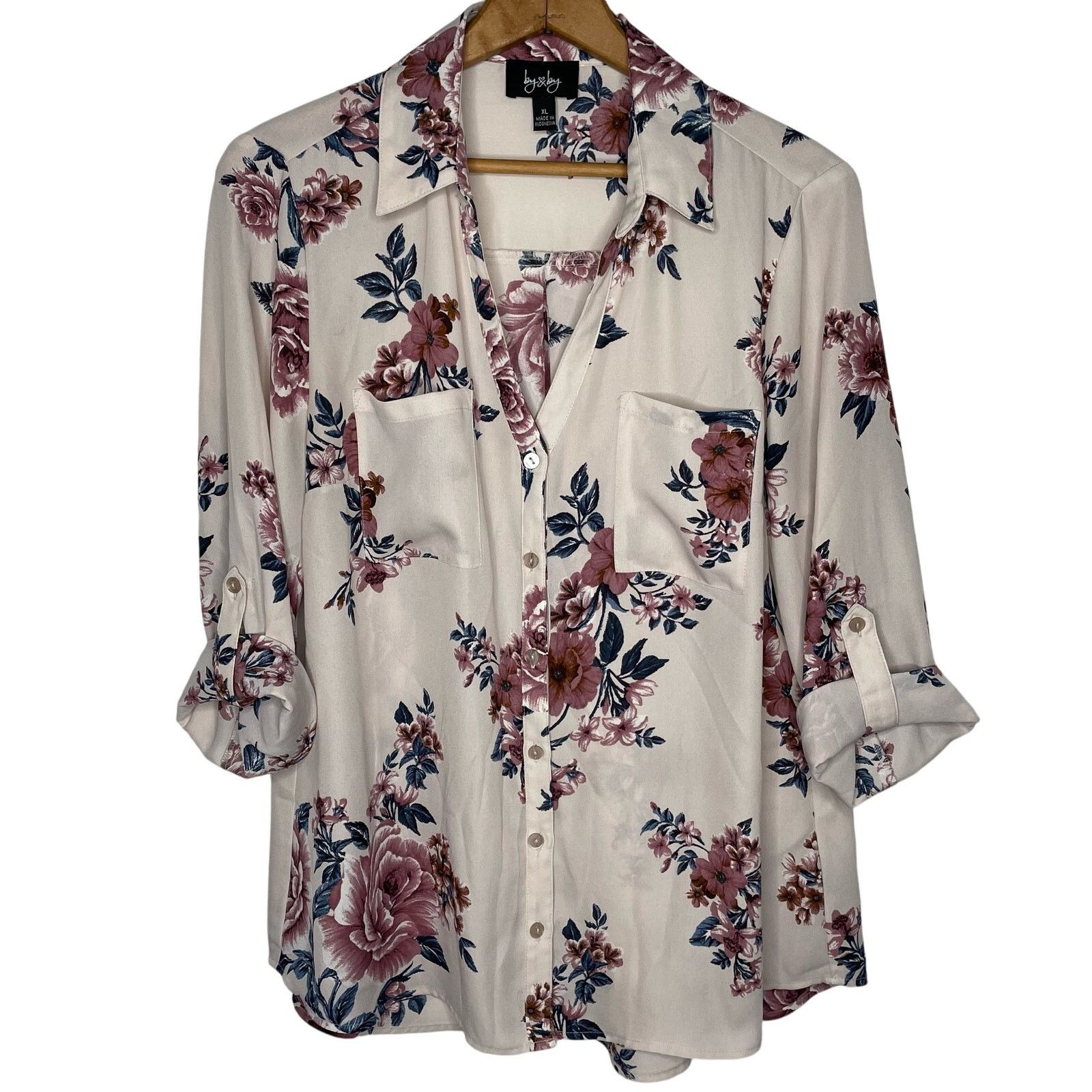 Other By & By Floral Button Up Blouse Size XL / US 12-14 / IT 48-50 - 1 Thumbnail