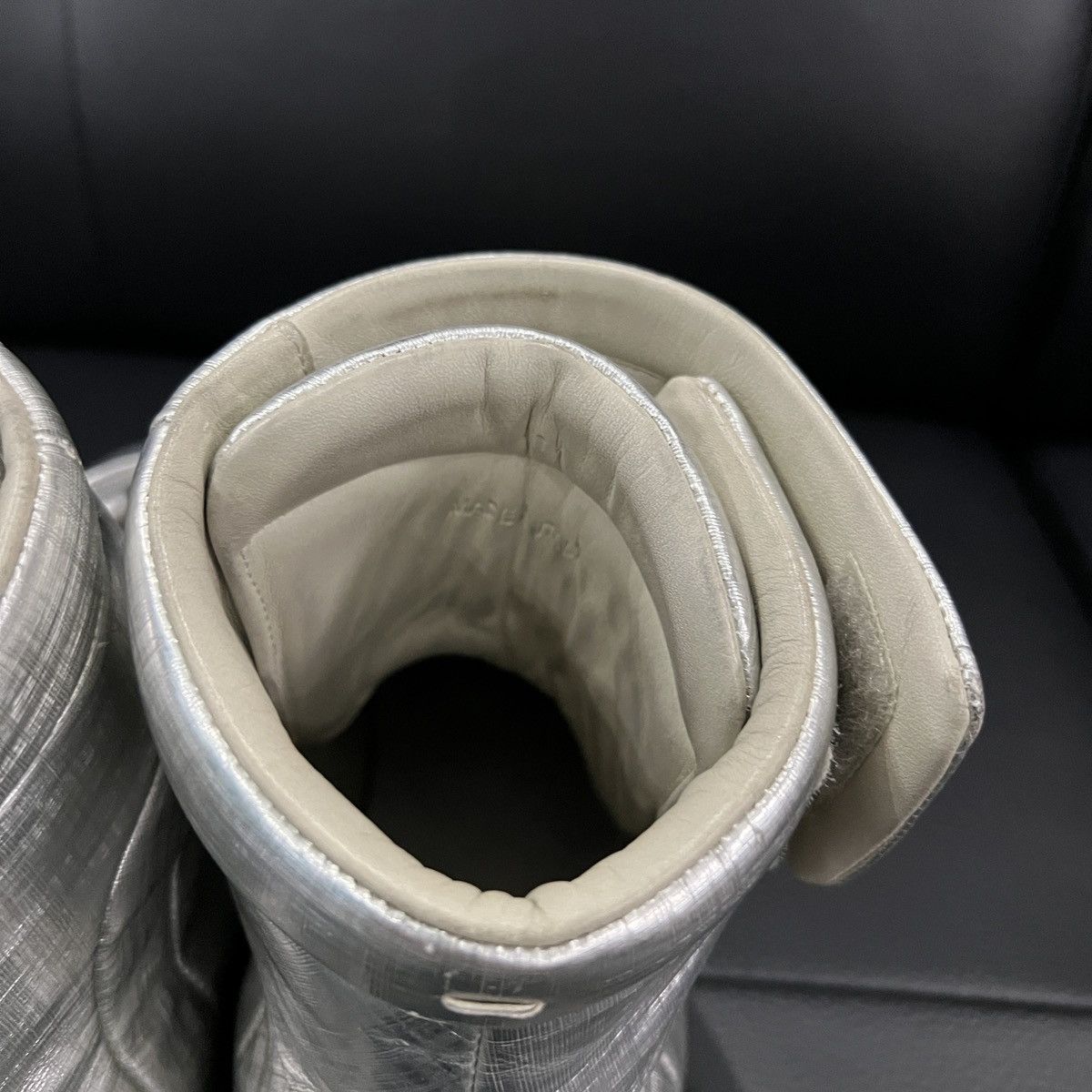 Maison Margiela Maison Margiela “Future” Liquid Silver High-Top Sneakers Size US 7 / EU 40 - 9 Thumbnail
