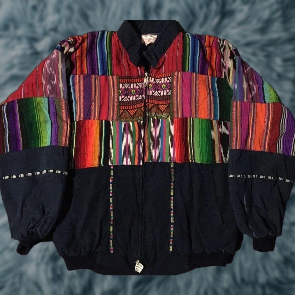 Vintage Vtg 80s Serape Patchwork Bomber Jacket M Ethnic Aztec Art Vaporwave Grunge 90s Size US M / EU 48-50 / 2 - 1 Thumbnail