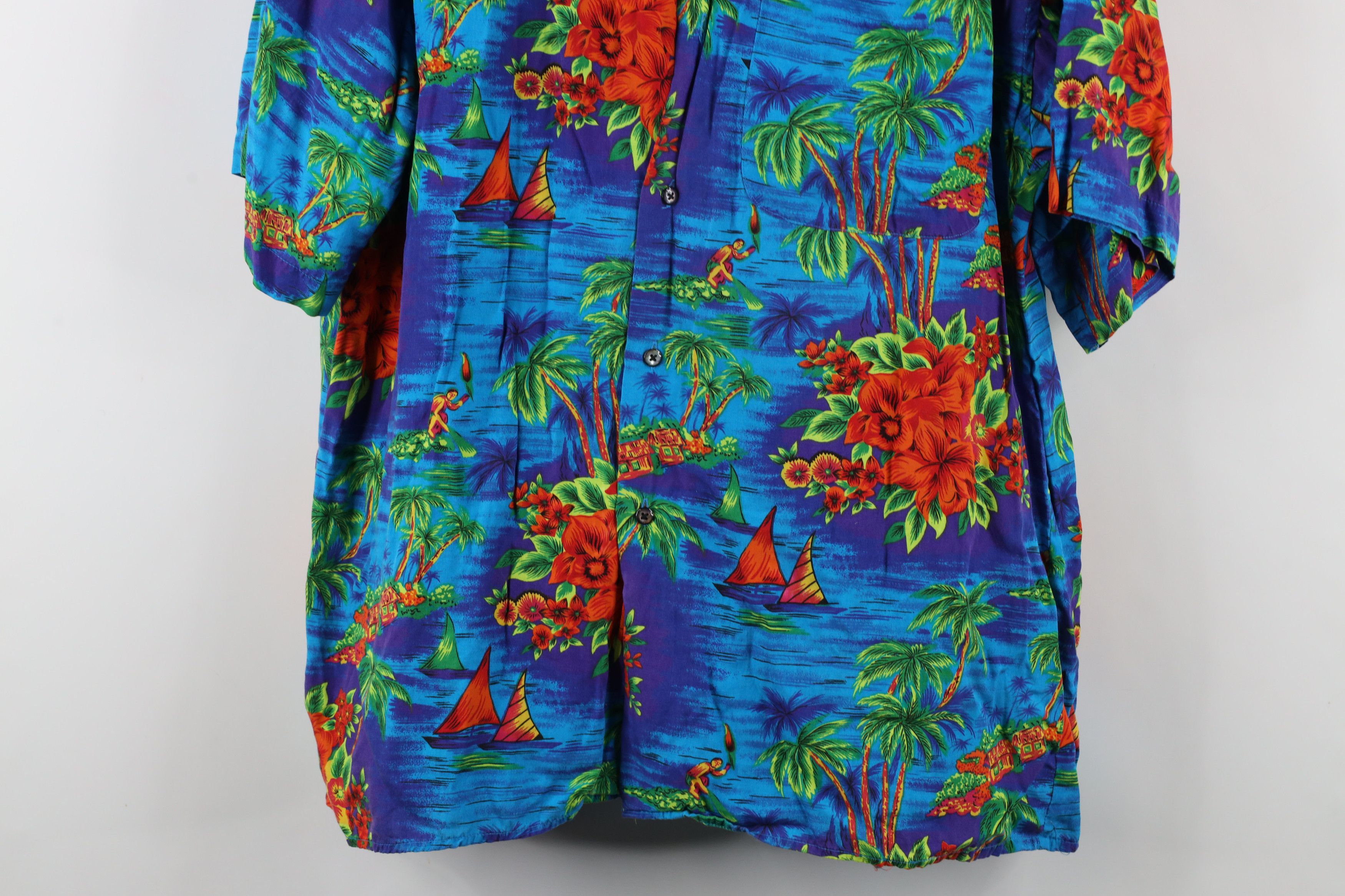 Gap × Vintage Vintage 90s Gap Collar Hawaiian Flower Collared Button Shirt Size US L / EU 52-54 / 3 - 3 Thumbnail