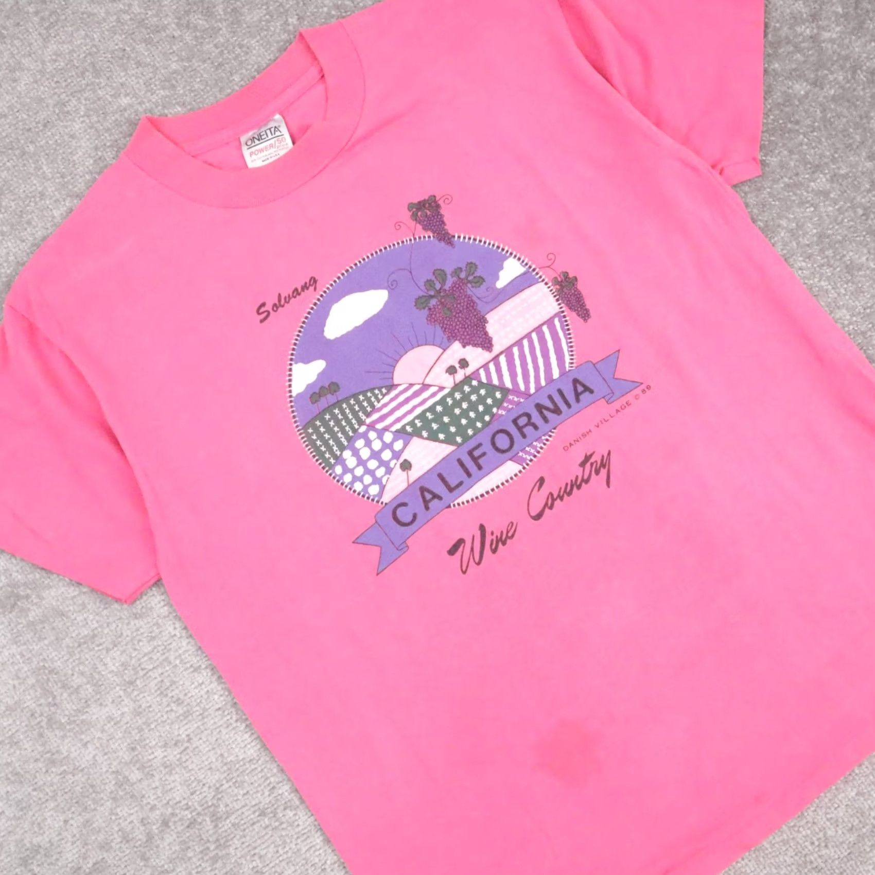 Vintage VINTAGE Soluang California Wine Country Danish Pink T-Shirt Large 80s 90s Mens Size US L / EU 52-54 / 3 - 7 Thumbnail