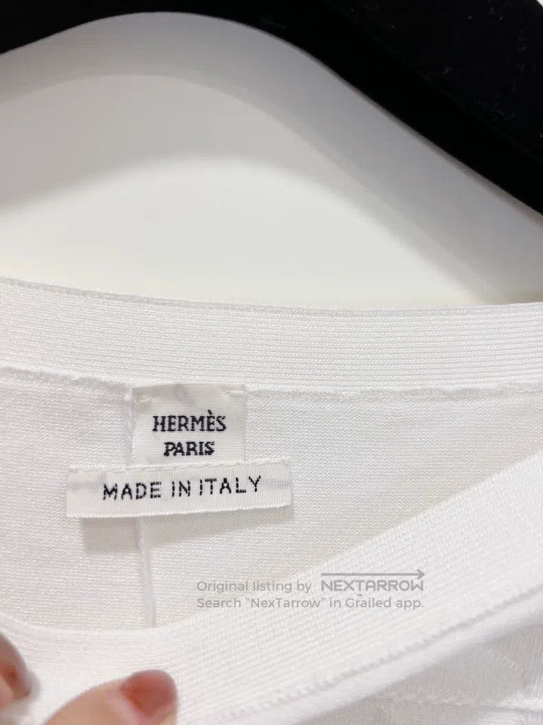 Hermes Hermes White Knit Jacquard Short Sleeve T-Shirt Size XS / US 0-2 / IT 36-38 - 7 Thumbnail