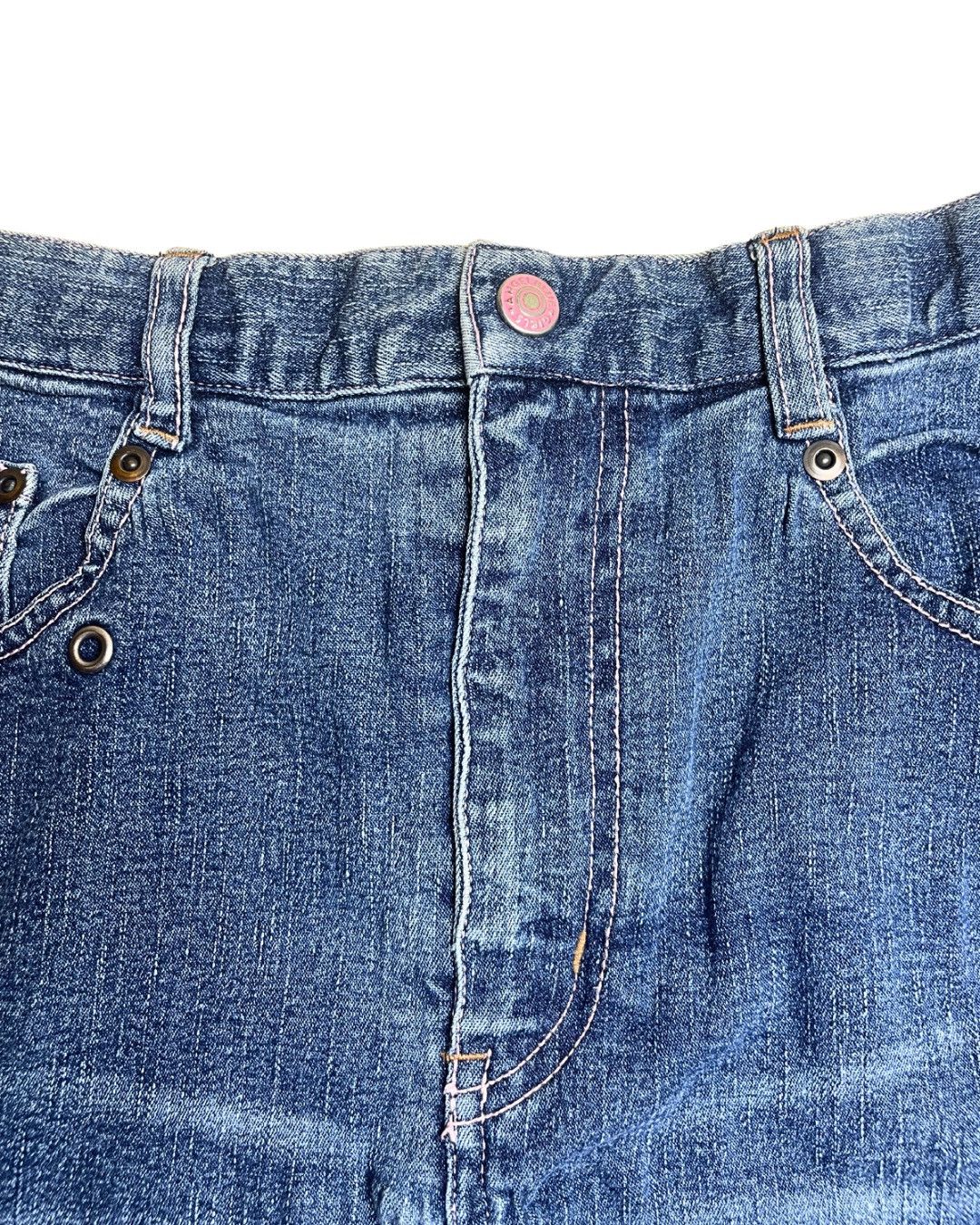 Angel Blue Angel Blue Denim Mini Skirt Nakamura-kun Pink Bear Graphic Size 29" - 9 Thumbnail