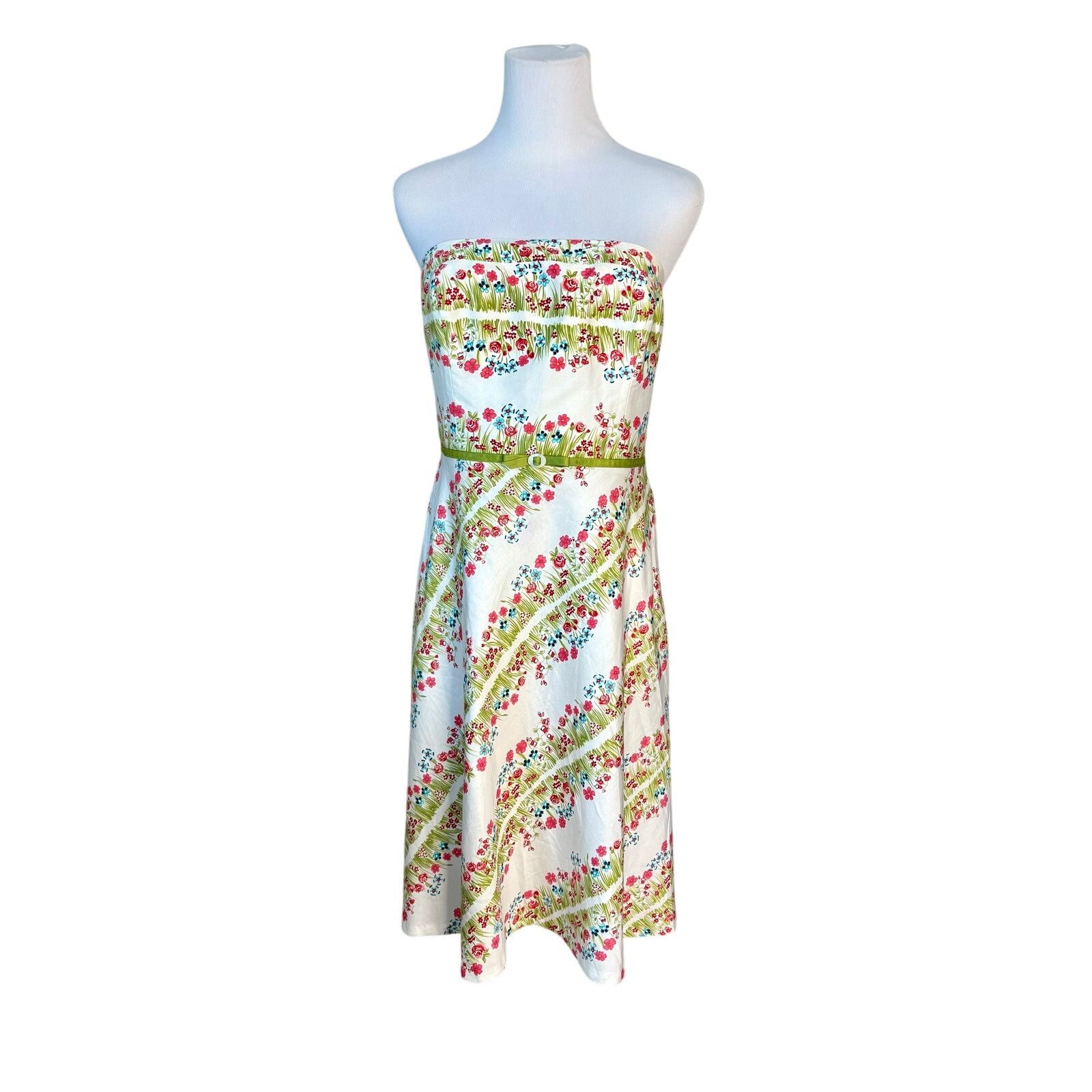 Other Liz Claiborne Spring Parade Strapless A-line Dress 10 White Size L / US 10 / IT 46 - 1 Thumbnail