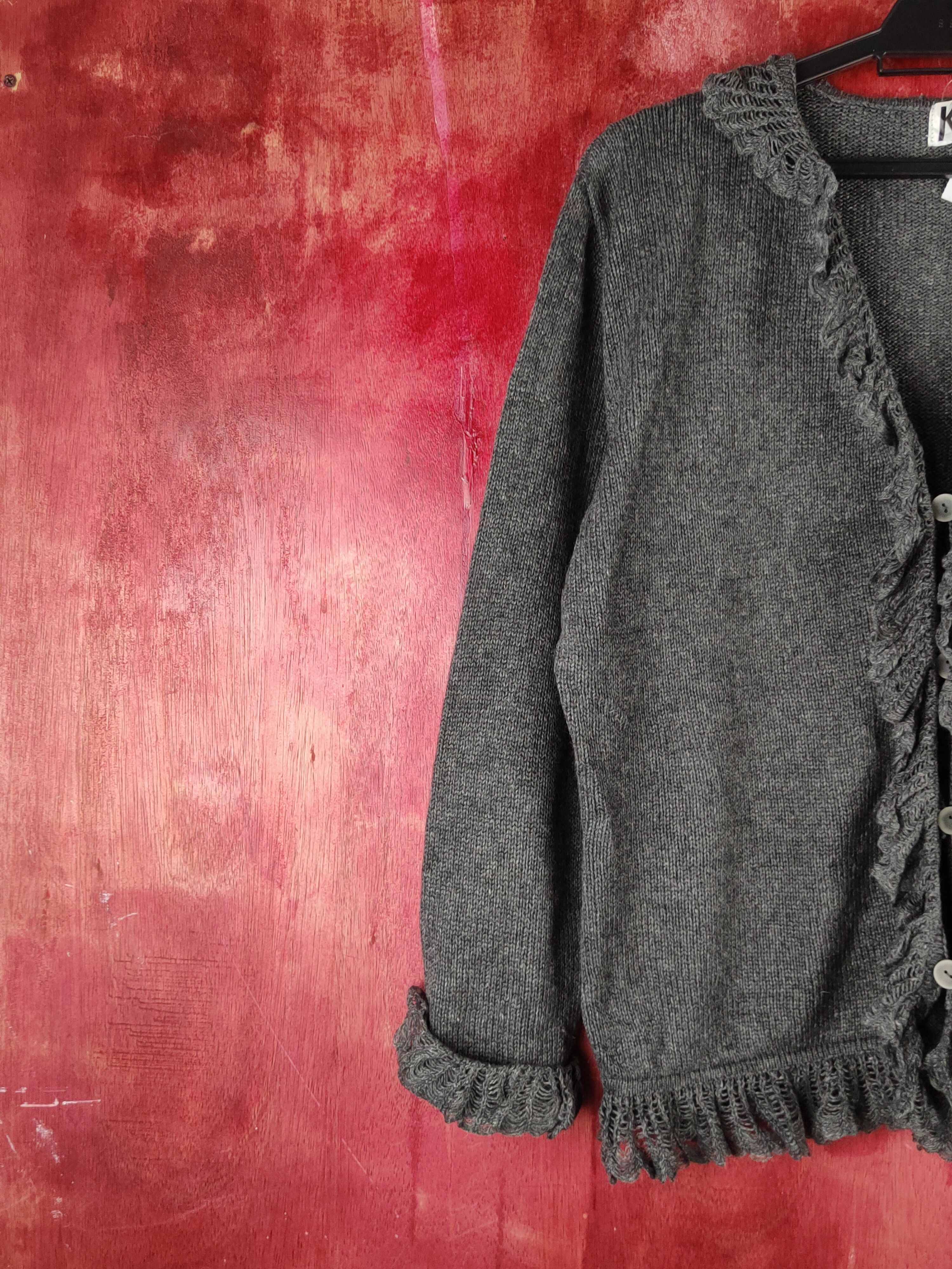 Japanese Brand Kh Dark Gray vintage Knitwear Cardigan #S2379 Size L / US 10 / IT 46 - 3 Thumbnail
