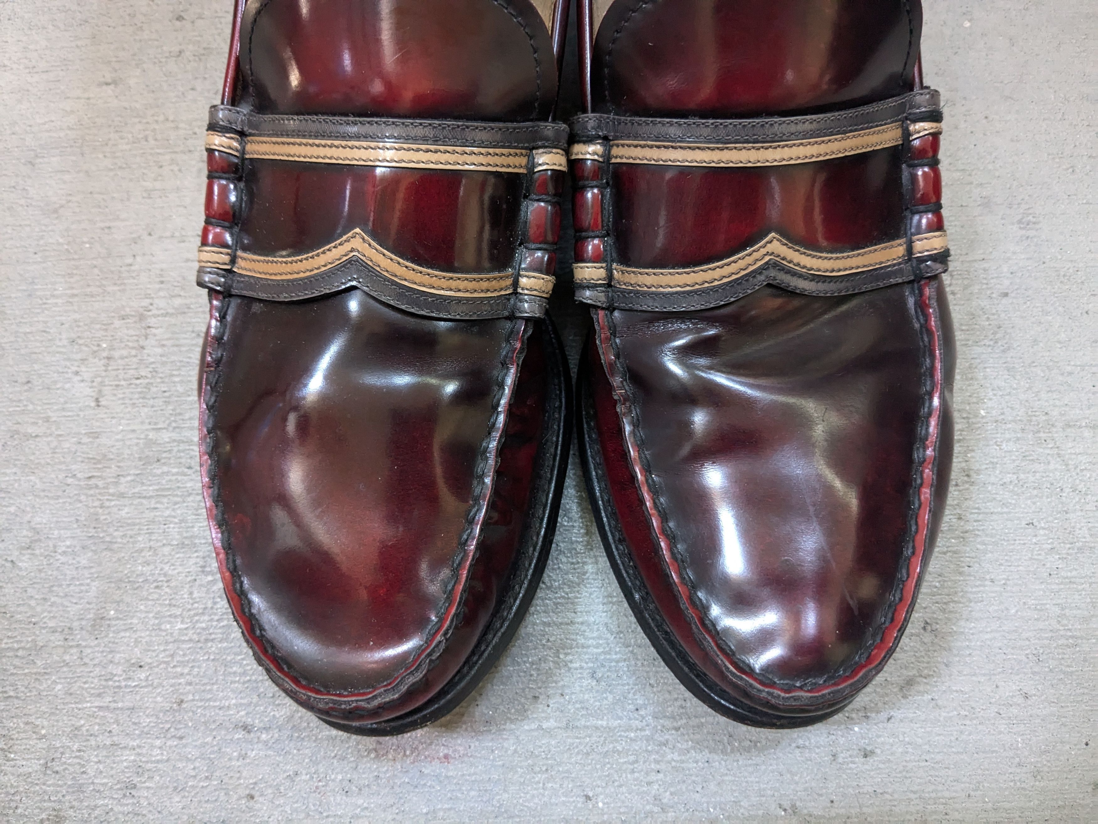Prada Prada Loafers Red Leather 10.5 Black Slip Ons Italy Size US 10.5 / EU 43-44 - 3 Thumbnail