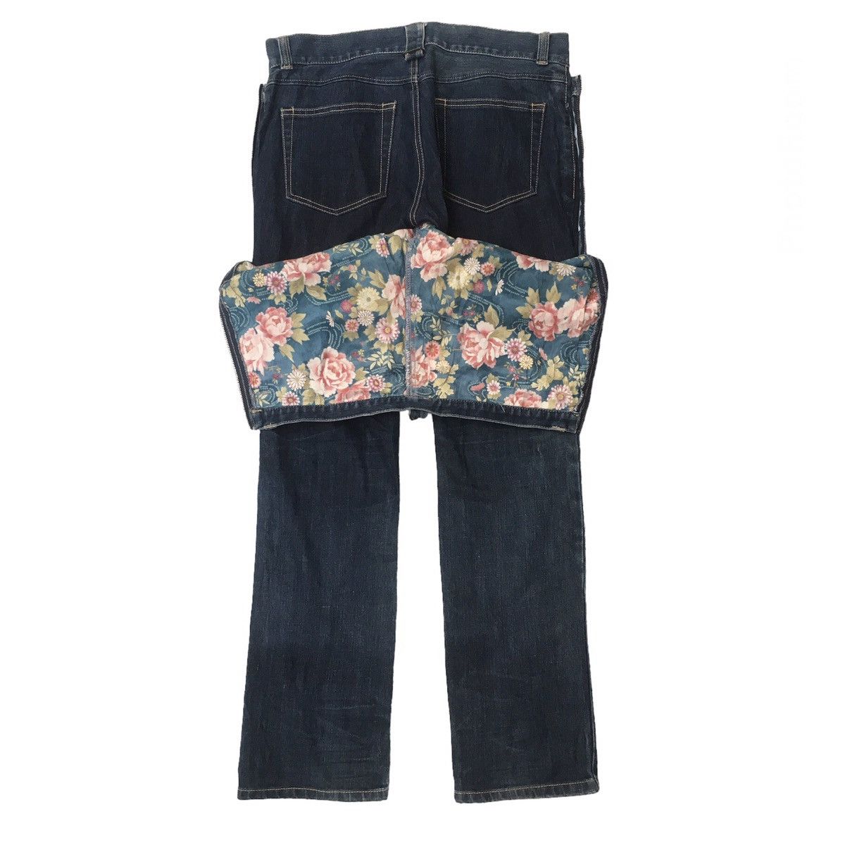 image of If Six Was Nine x Ppfm Double Waist Floral Biker Pant Jeans in Blue, Men's (Size 33)