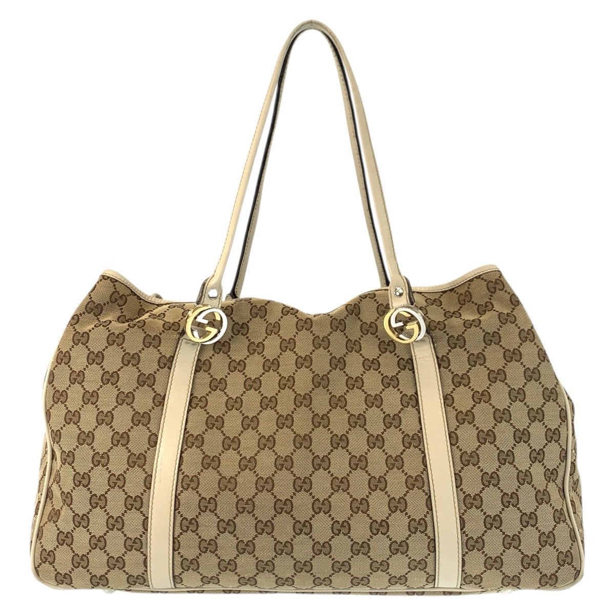 Gucci Gucci GG Twins GG Canvas 2Way Tote Bag Leather Shoulder Bag 232956 Duty Free For Usa in Beige, Women's