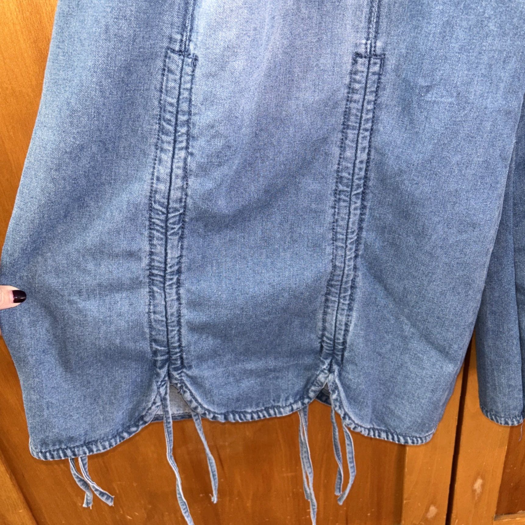 Denime EASEL Jeans Blue Denim Wide Leg Palazzo Zip Pockets Ruched Adjust Hem New M Size 32" / US 10 / IT 46 - 5 Thumbnail