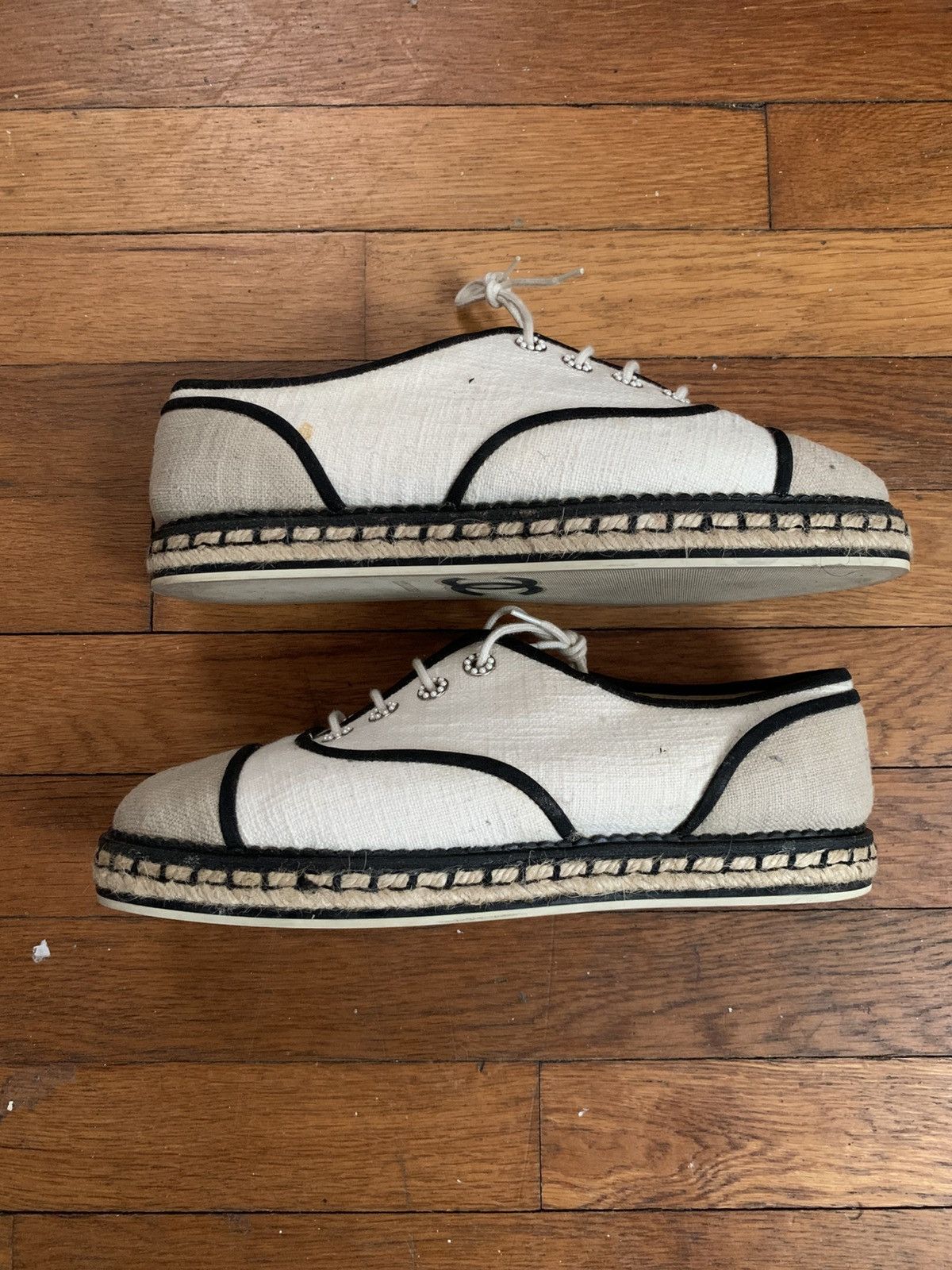 Chanel Pearl Canvas Espadrille