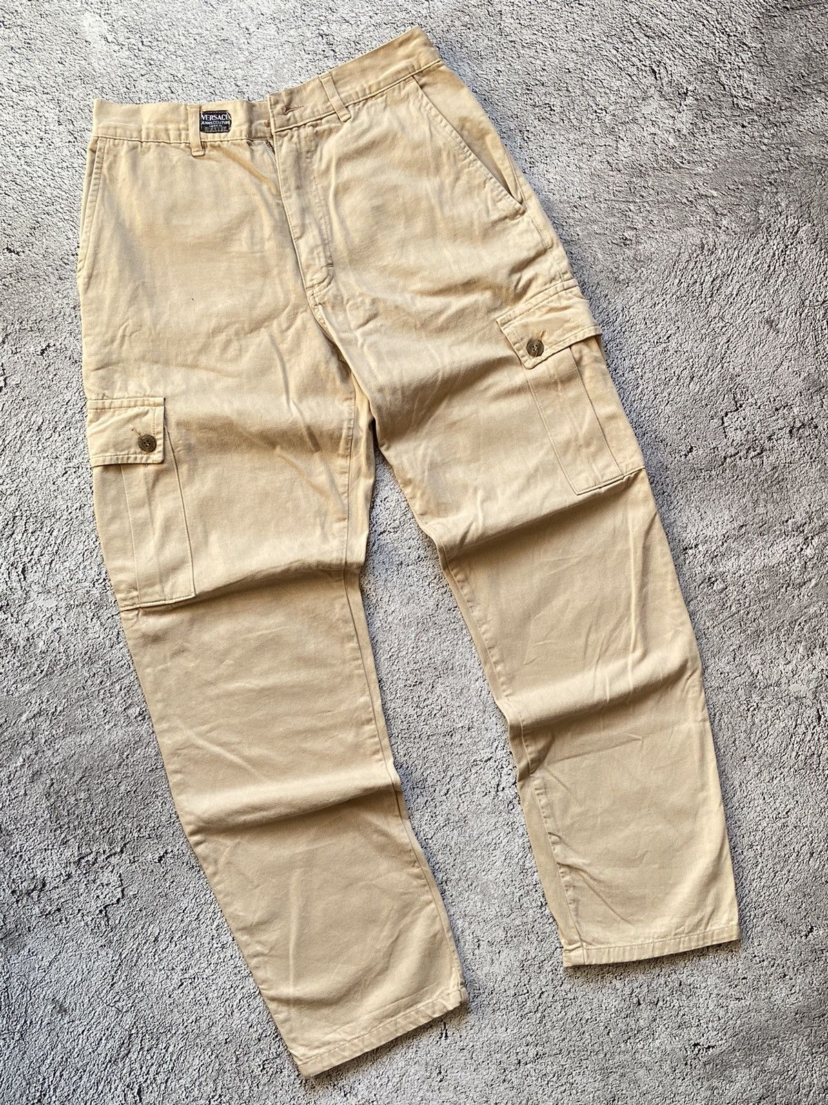 Versace Jeans Couture × Vintage Vintage Versace Distressed Cargo Pants Size US 31 - 13 Thumbnail