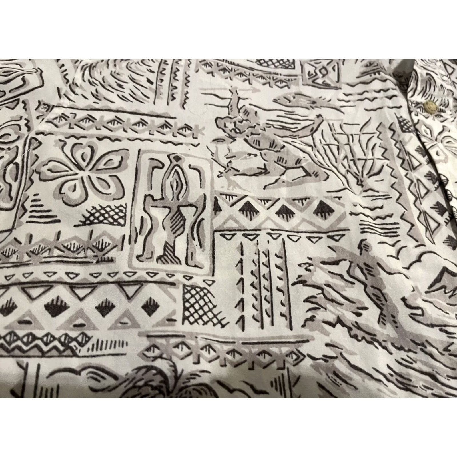 Reyn Spooner REYN SPOONER Hawaiian Shirt Surfing Tribal XL Men's Short Sleeve Beige - Beach Tropical Nautical Outdoor 90s? Size US XL / EU 56 / 4 - 3 Thumbnail