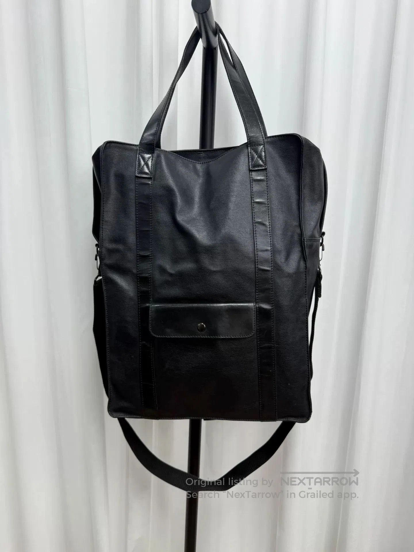Yohji Yamamoto y's black leather tote bag for men. Size ONE SIZE - 1 Thumbnail