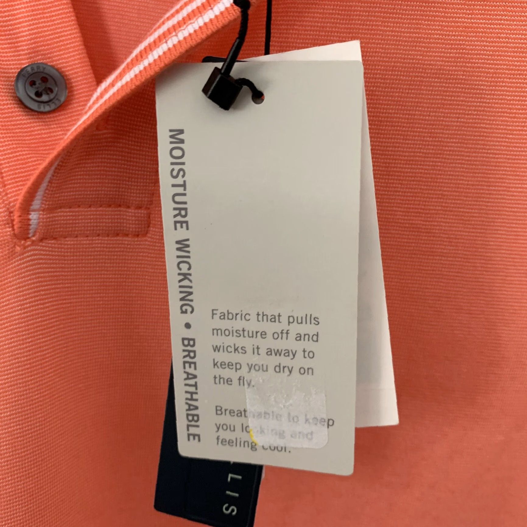 Perry Ellis Perry Ellis Polo Shirt Mens XL Short Sleeve Breathable Moisture Wicking Coral Orange Principles Stripes at Arm Bands and Neck Mens XL Polo Size US XL / EU 56 / 4 - 4 Thumbnail