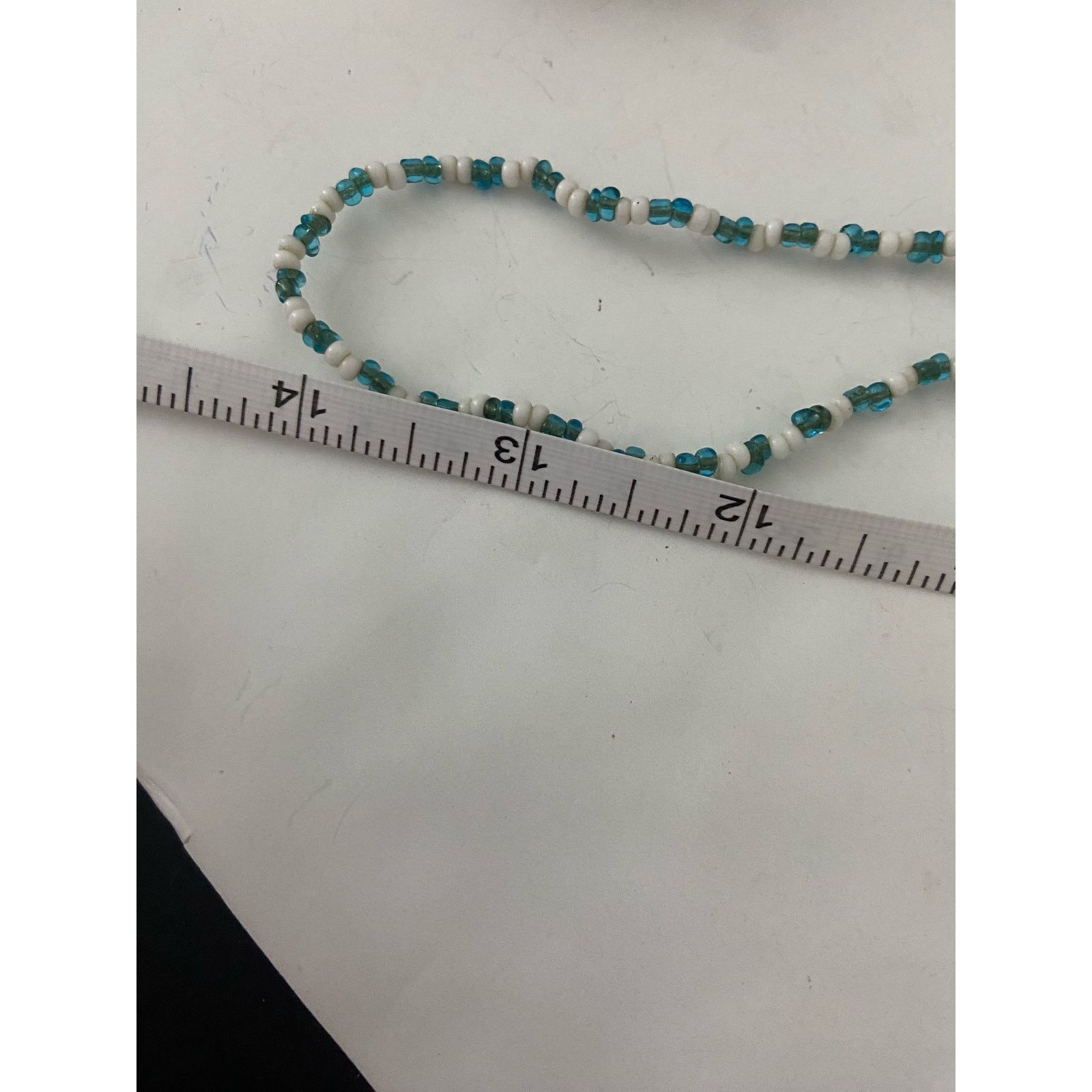 Vintage Teal and white bead necklace Size ONE SIZE - 3 Thumbnail