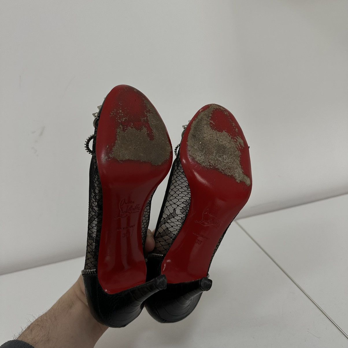 Christian Louboutin Christian Loboutain Candy Spike Pumps Black Leather Heels Size US 8 / IT 38 - 9 Thumbnail