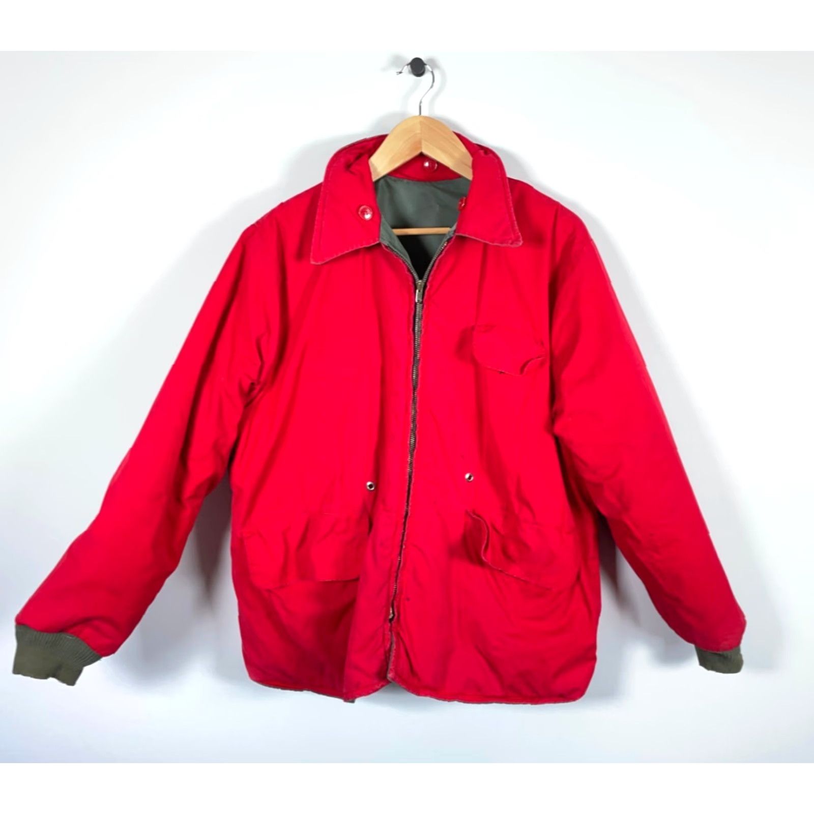 Vintage VINTAGE 60s Reversible Padded Bomber Jacket Mens 2XL Green Red C&C Crown Zipper Nylon Size US XXL / EU 58 / 5 - 4 Thumbnail