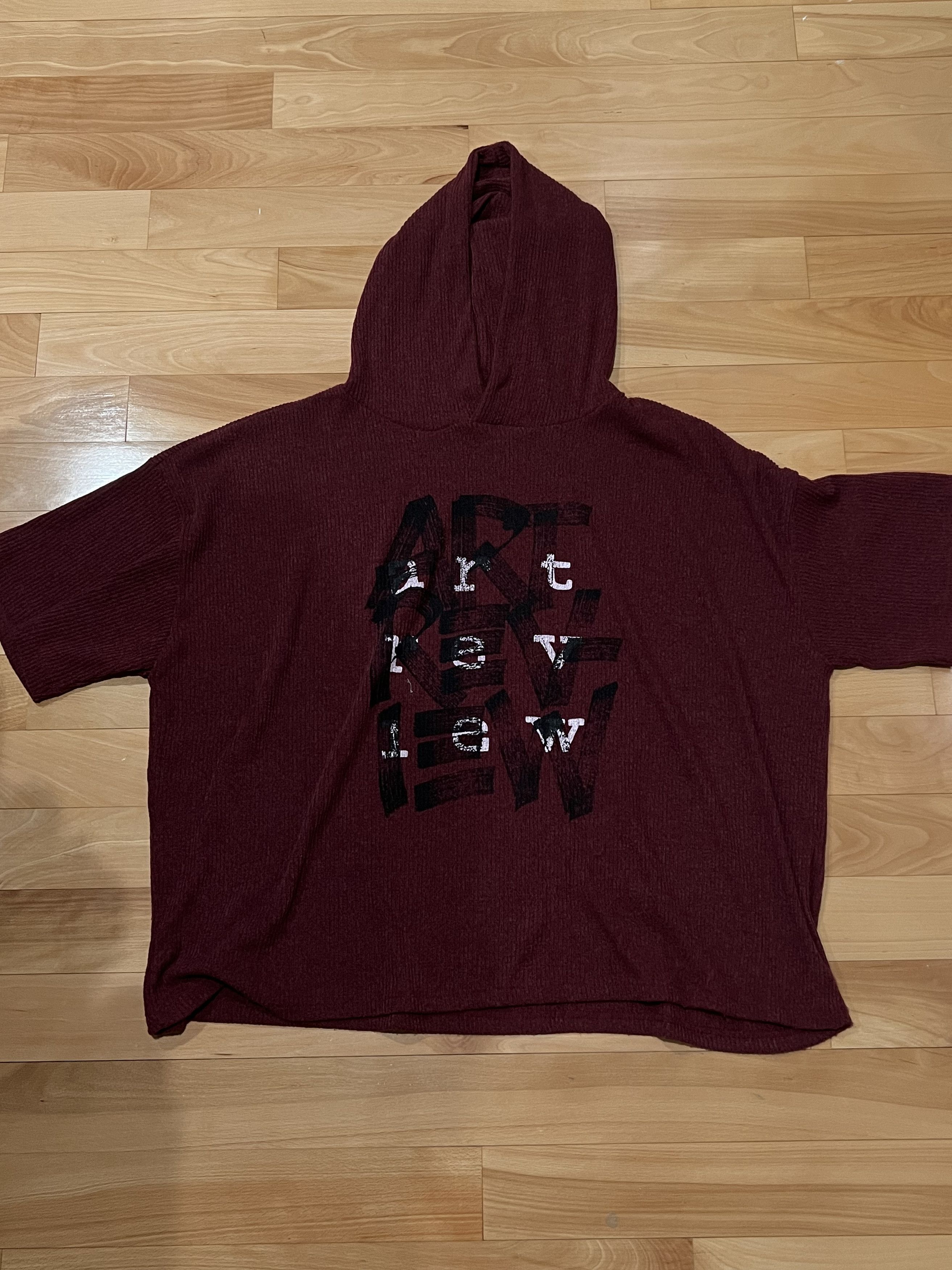 Vintage Korean Streetwear Maroon Red Knit Short-Sleeve Hoodie Size US L / EU 52-54 / 3 - 1 Thumbnail