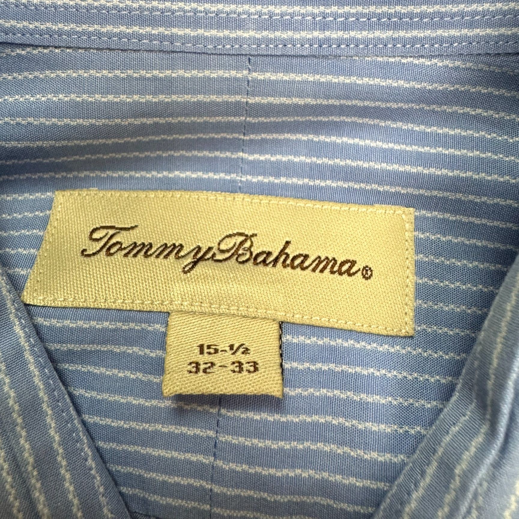 Tommy Bahama Tommy Bahama Dress Shirt Blue Striped Mens 15.5 32-33 Cotton 100% Long Sleeve Regular Classic Workwear Shirt Mens Size 42R - 6 Thumbnail