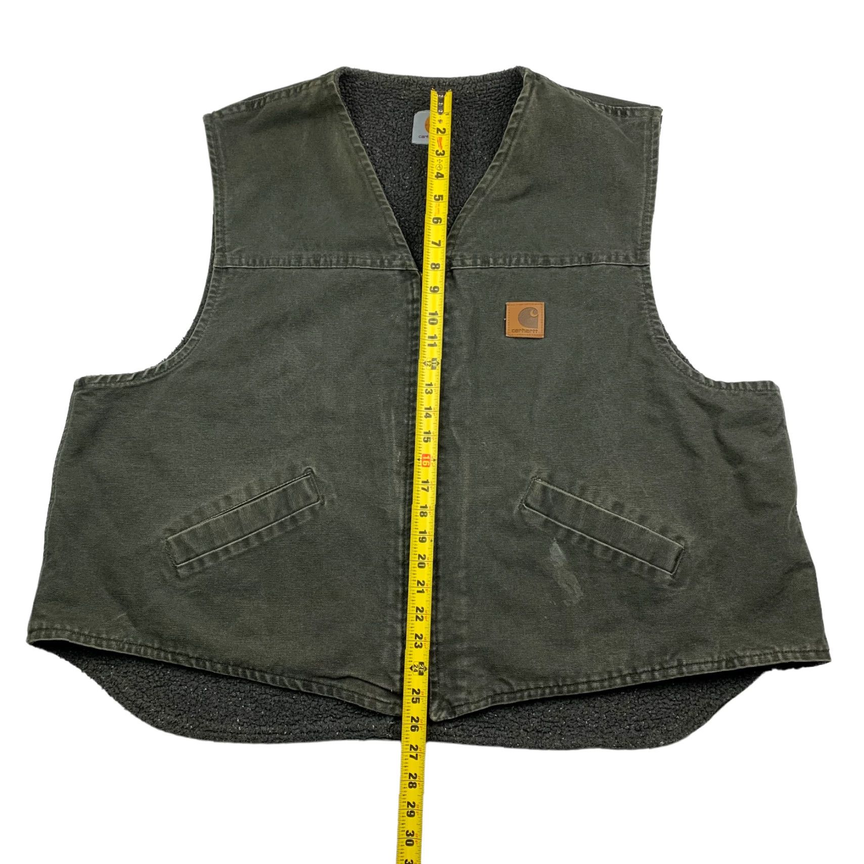 Carhartt Carhartt Men's Canvas Vest Full Zip Sherpa Lined Military Green 2XL Size US XXL / EU 58 / 5 - 4 Thumbnail