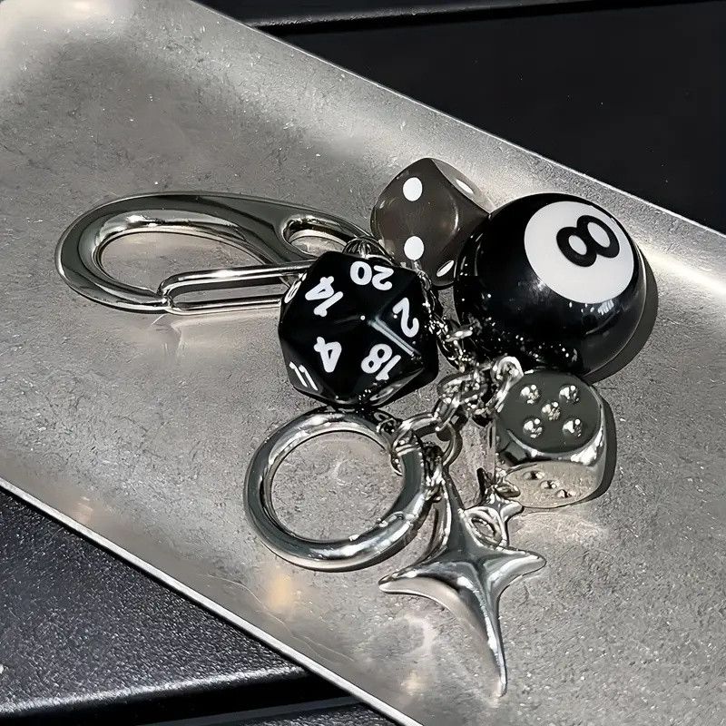 Other Star Dice Black Eight Ball Pendant Ornaments Keychain Size ONE SIZE - 2 Thumbnail