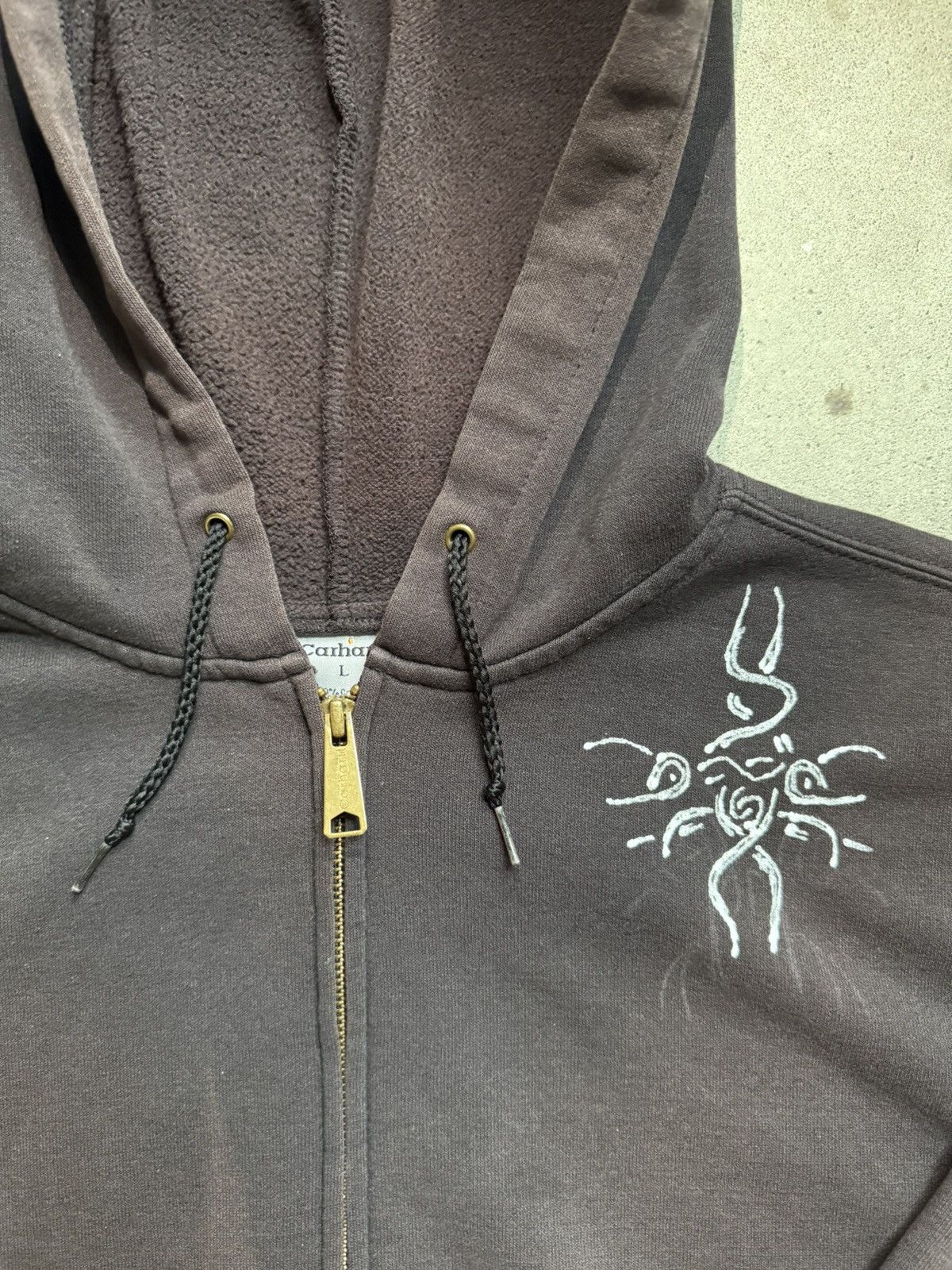 Carhartt × Vintage Vintage Carhartt faded brown hoodie Tattoo 001 Size US L / EU 52-54 / 3 - 2 Thumbnail